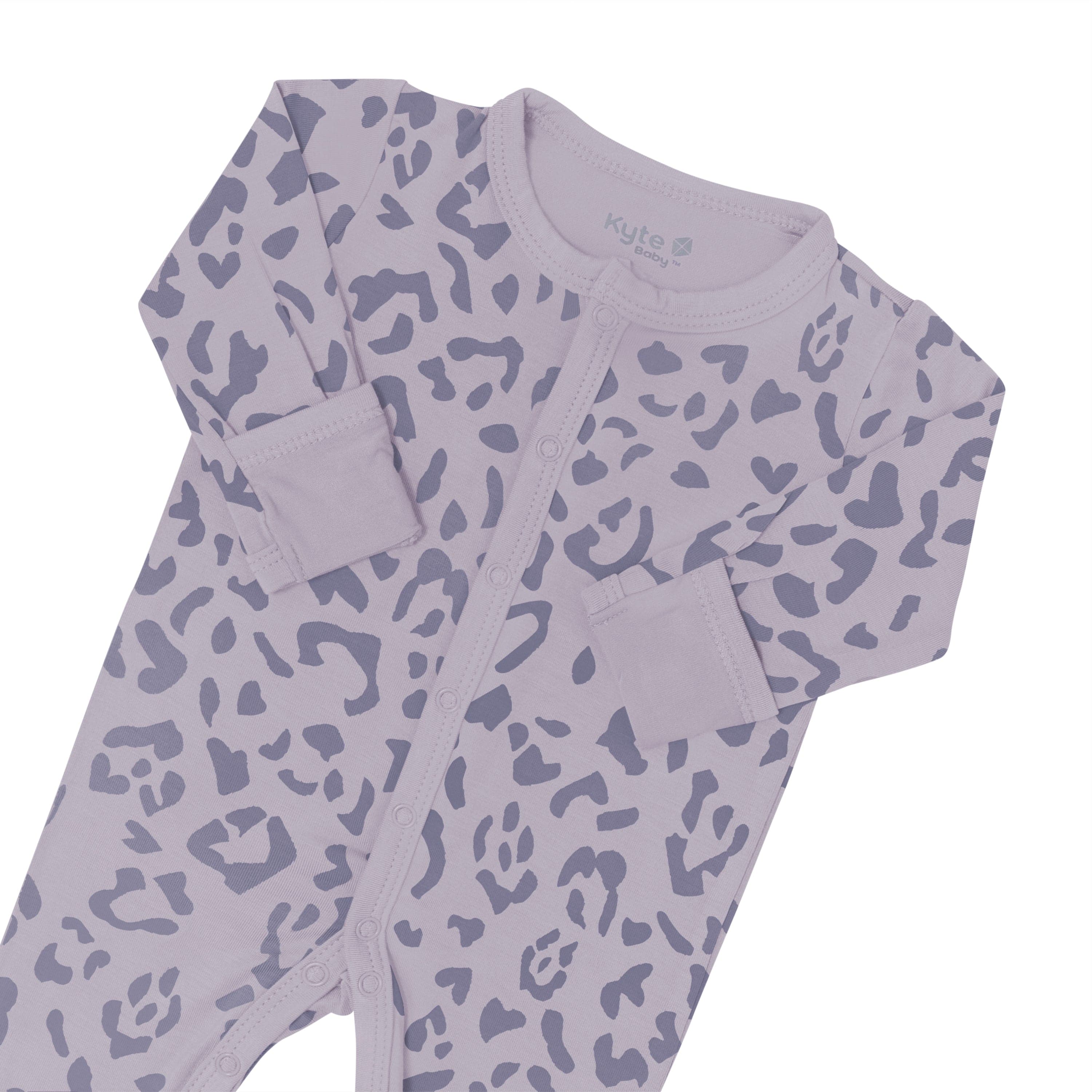 Kyte Baby Snap Romper Romper in Taro Leopard