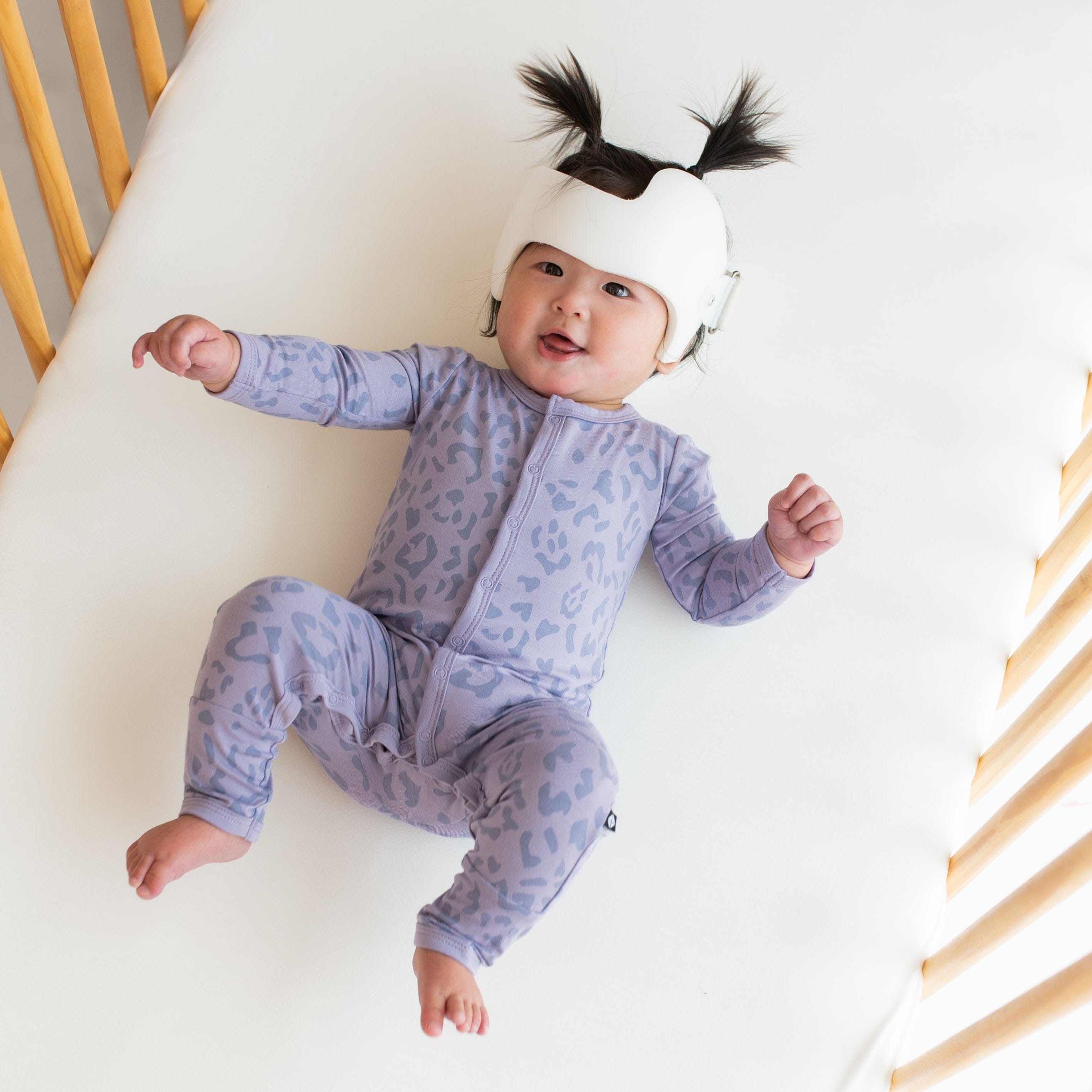 Kyte Baby Snap Romper Romper in Taro Leopard