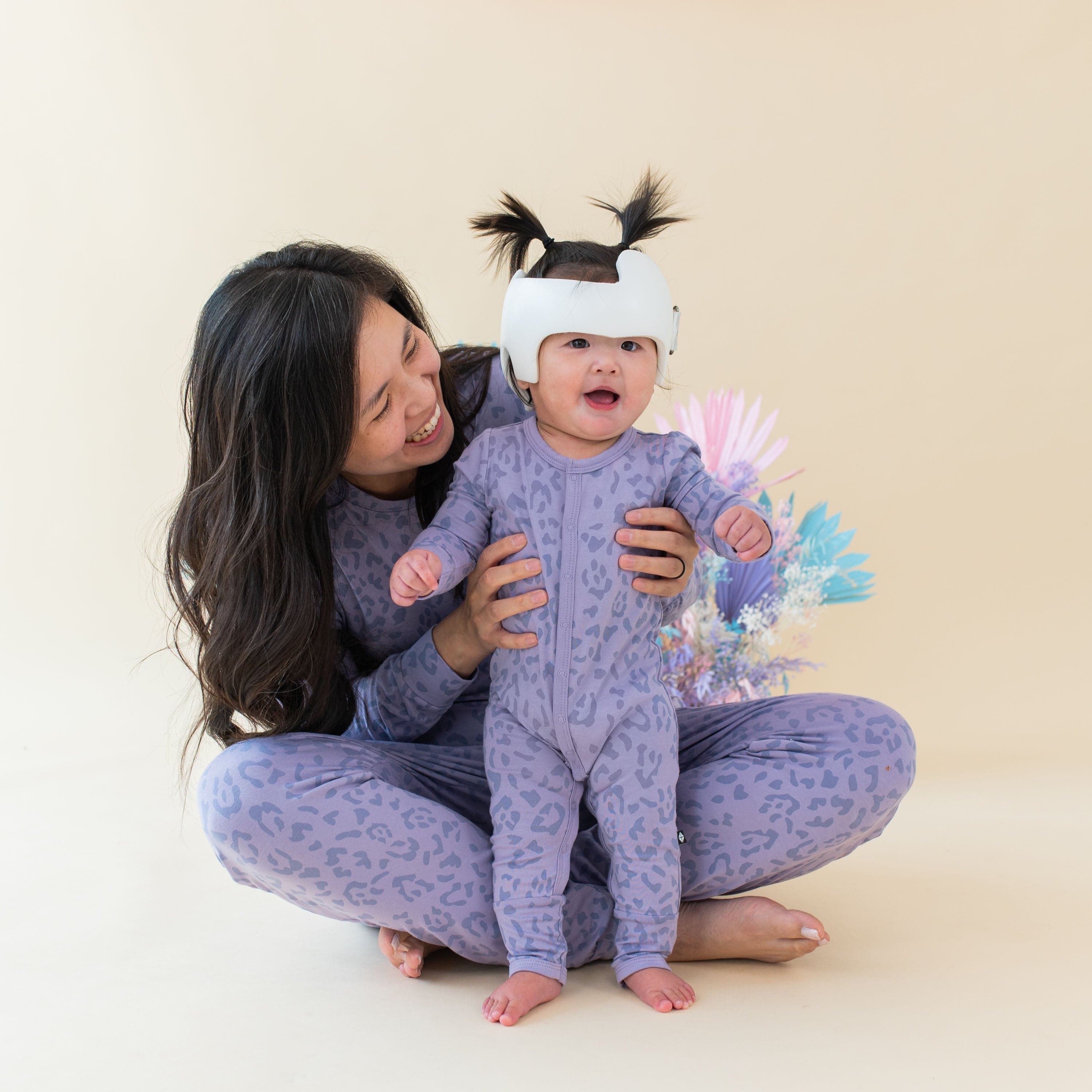 Kyte Baby Snap Romper Romper in Taro Leopard