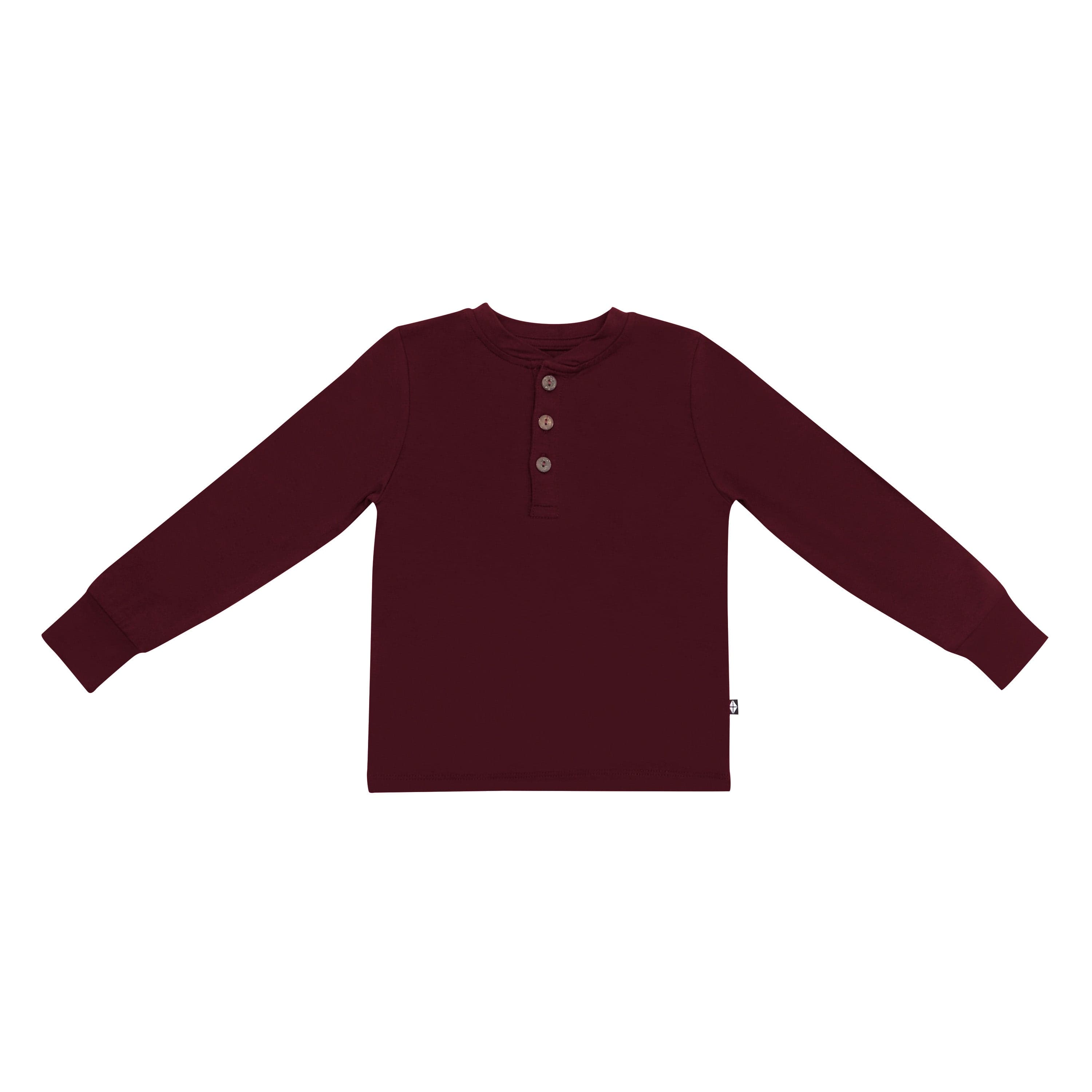 Kyte Baby Long Sleeve Toddler Henley Tee in Burgundy