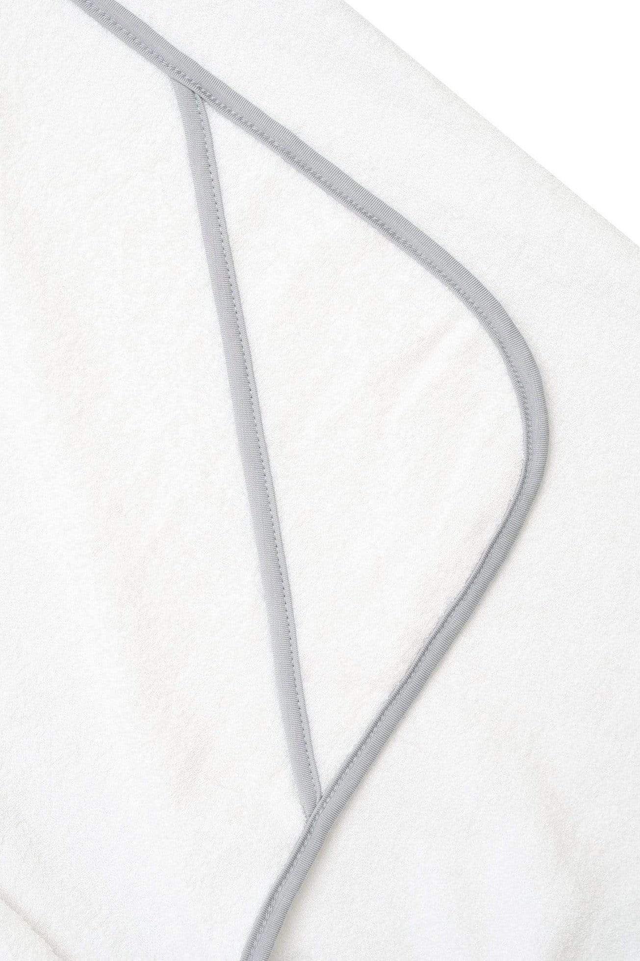 Pocket insert on Kyte Baby Toddler Hooded Bath Towel in Cloud white with Storm gray Trim