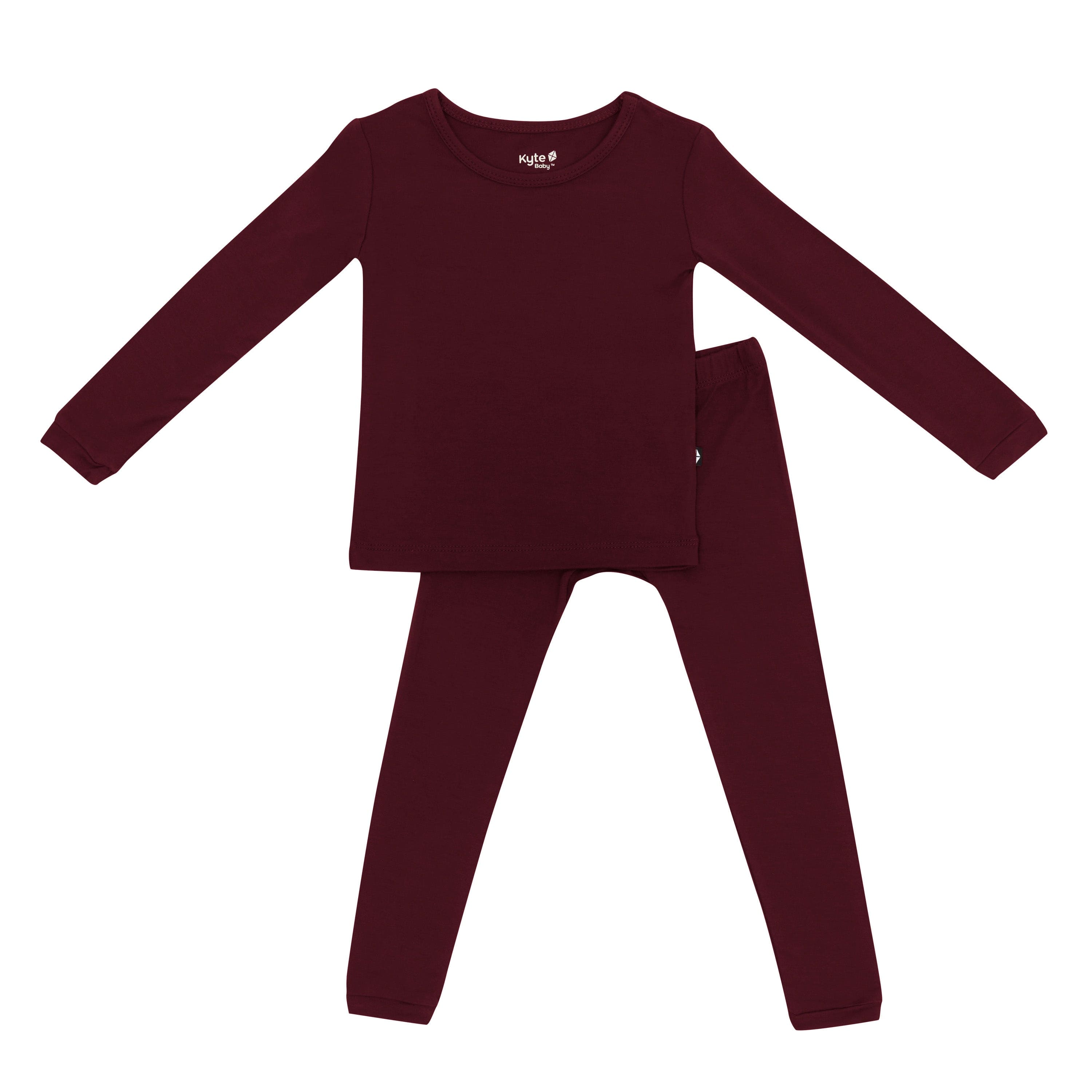 Long Sleeve Toddler Pajamas in Burgundy