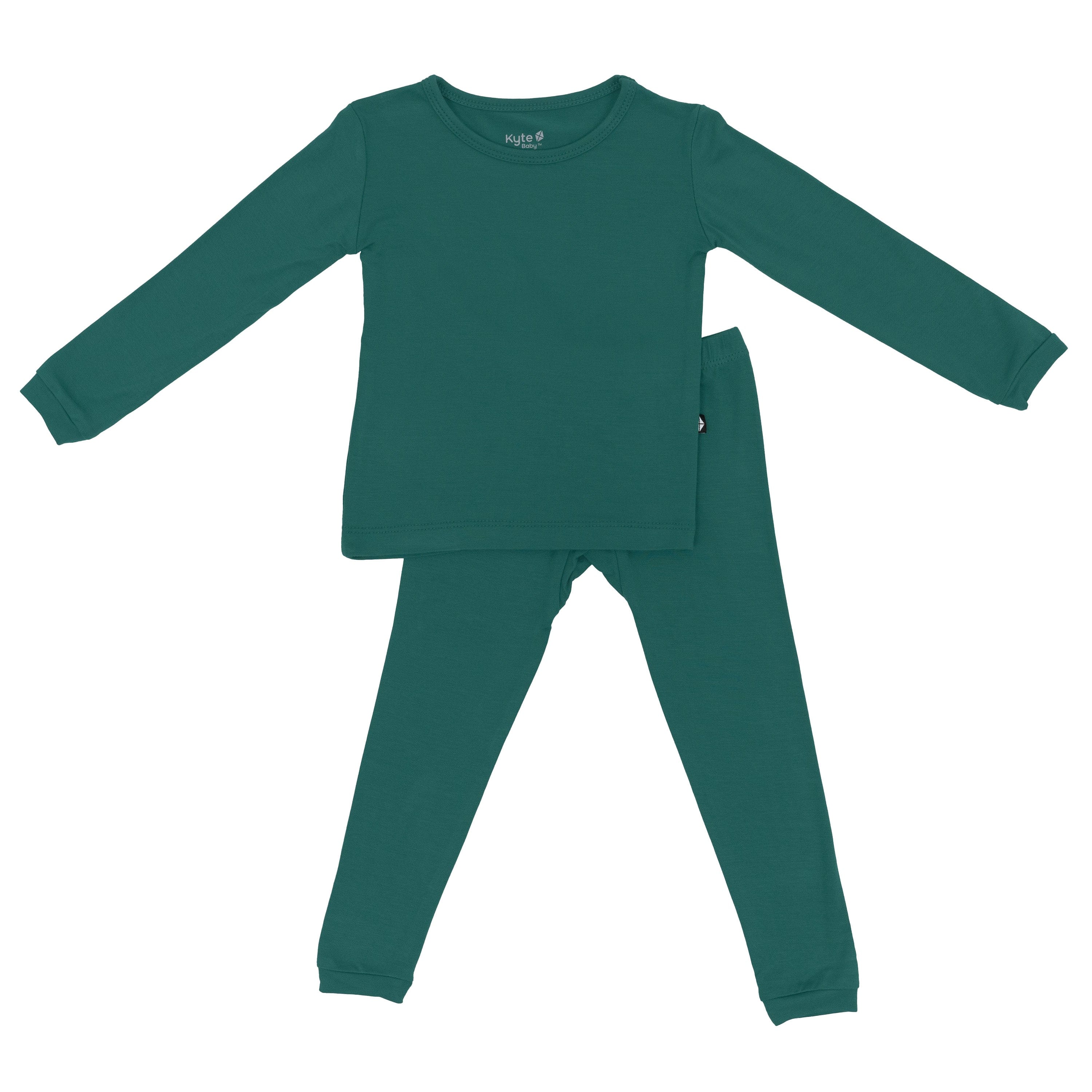 Long Sleeve Toddler Pajamas in Emerald