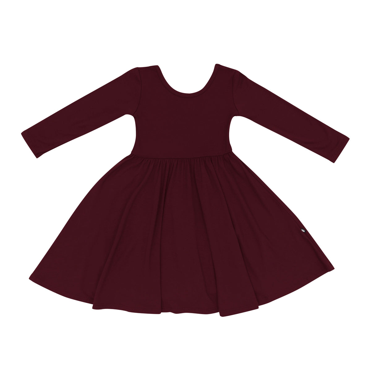 Product photo of the Long Sleeve Twirl Dress in Burgundy