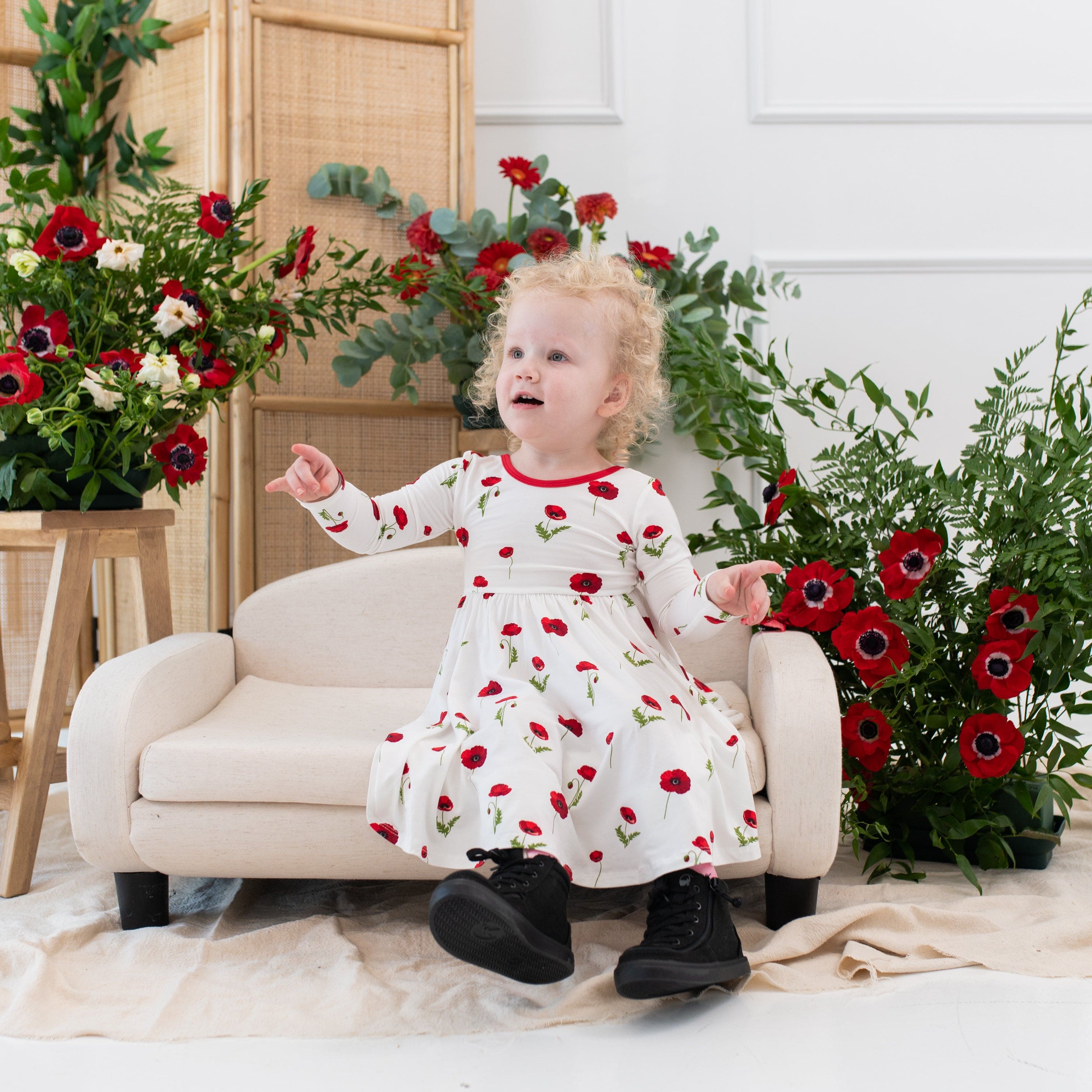 Kyte Baby Toddler Long Sleeve Twirl Dress Long Sleeve Twirl Dress in Cloud Poppies