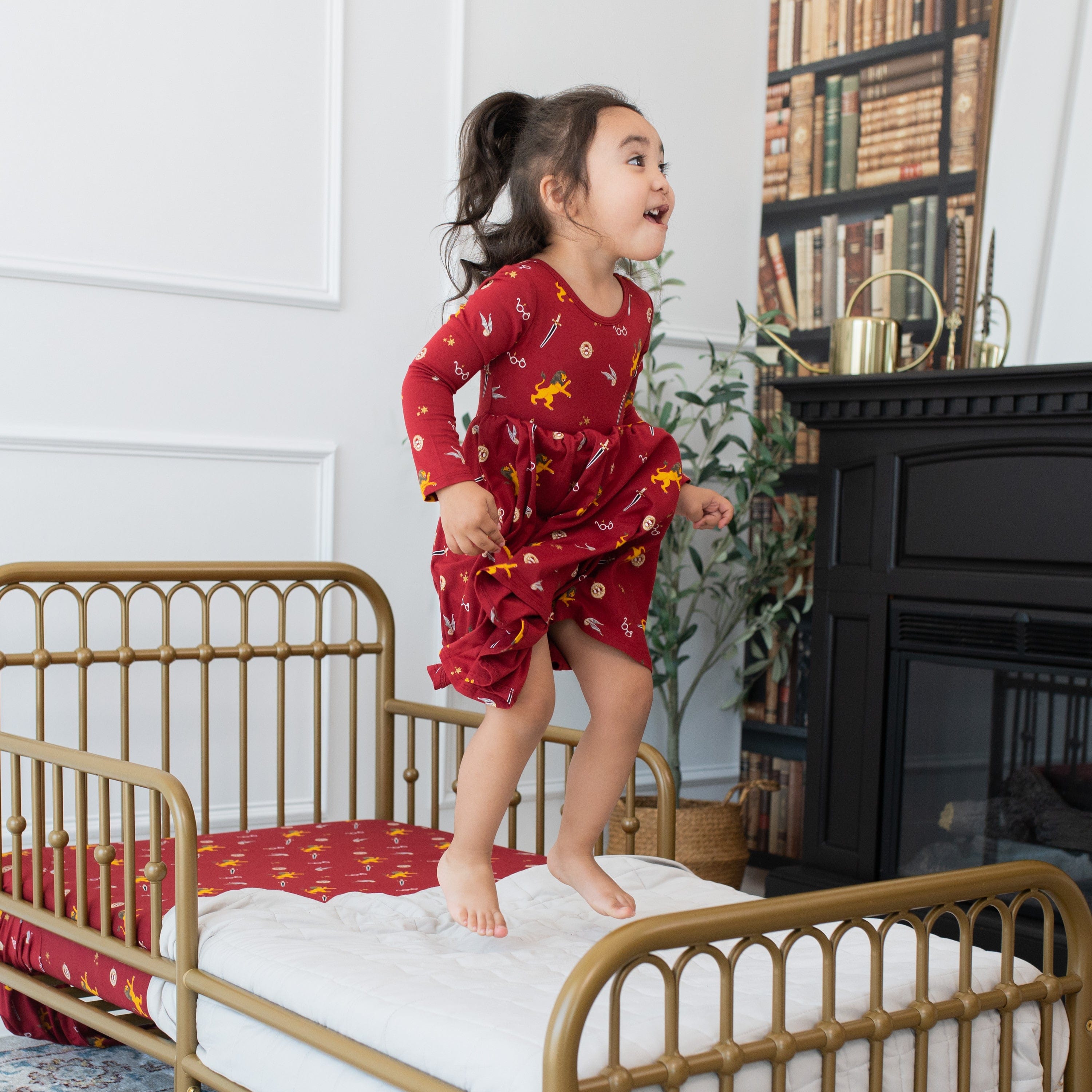 Kyte BABY Toddler Long Sleeve Twirl Dress Long Sleeve Twirl Dress in Gryffindor™