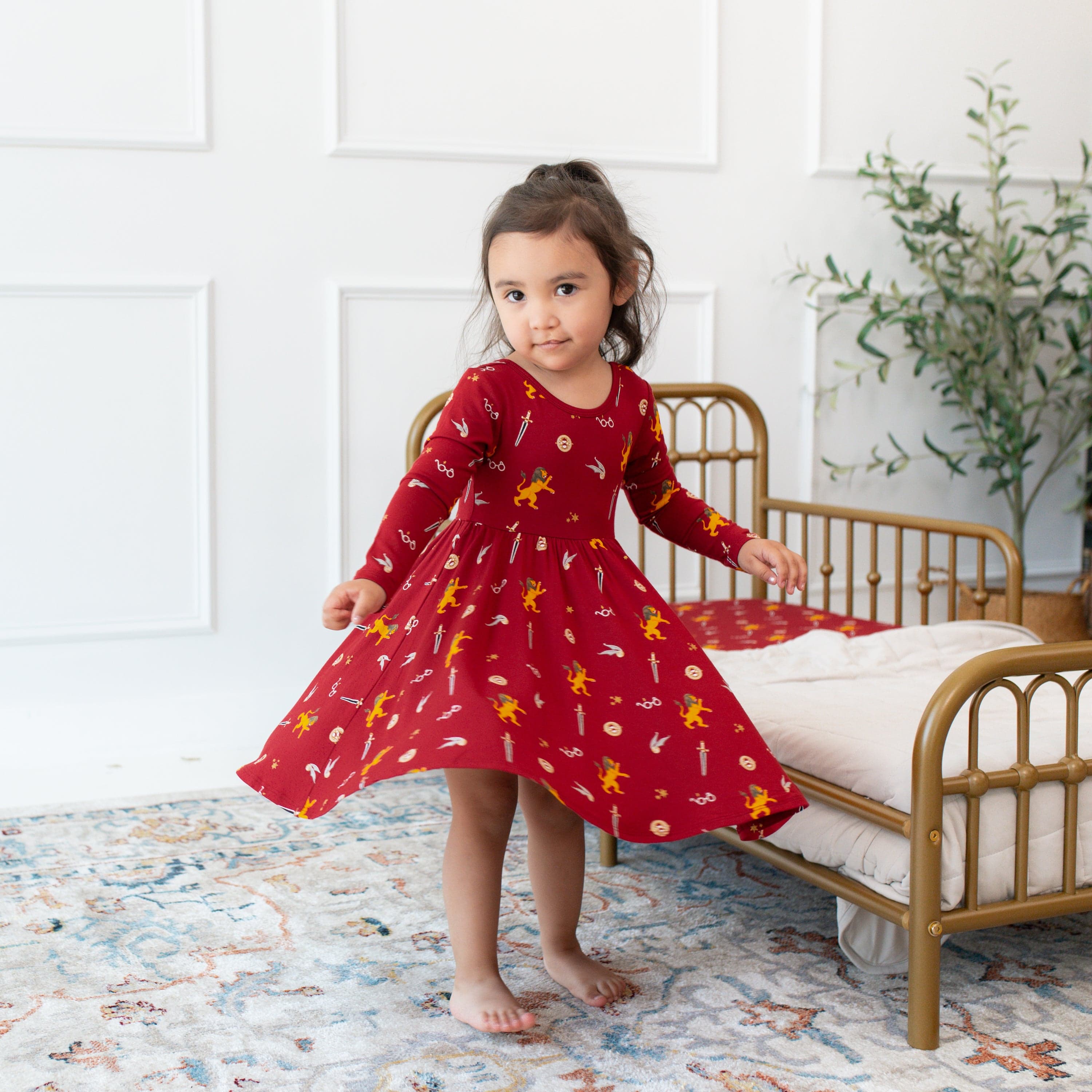 Kyte BABY Toddler Long Sleeve Twirl Dress Long Sleeve Twirl Dress in Gryffindor™