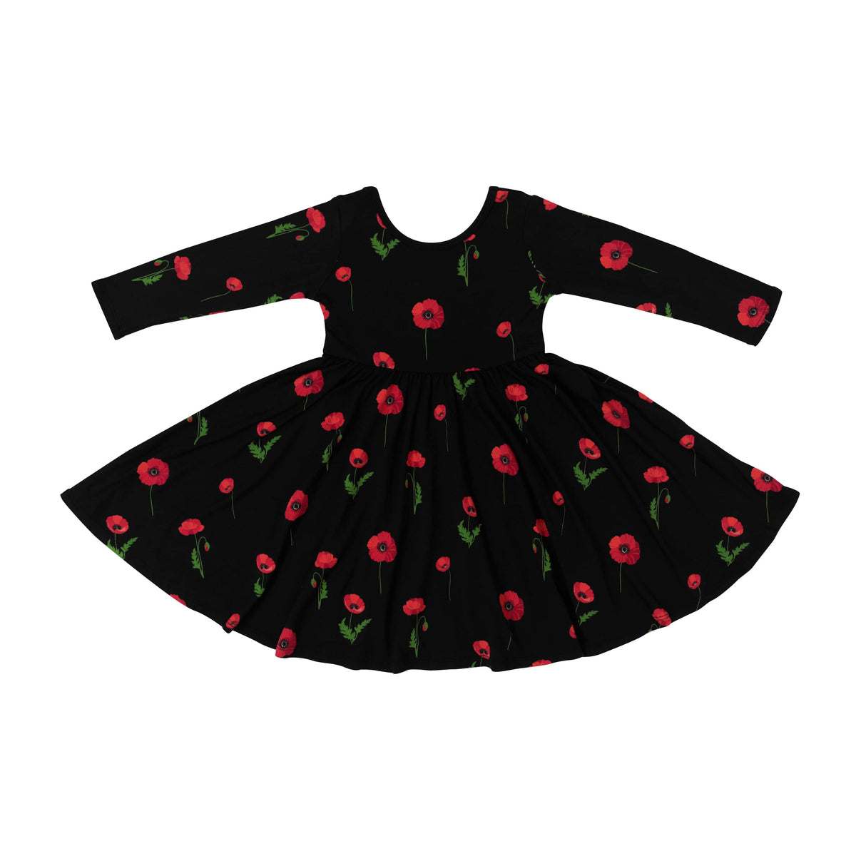 Kyte Baby Toddler Long Sleeve Twirl Dress Long Sleeve Twirl Dress in Midnight Poppies