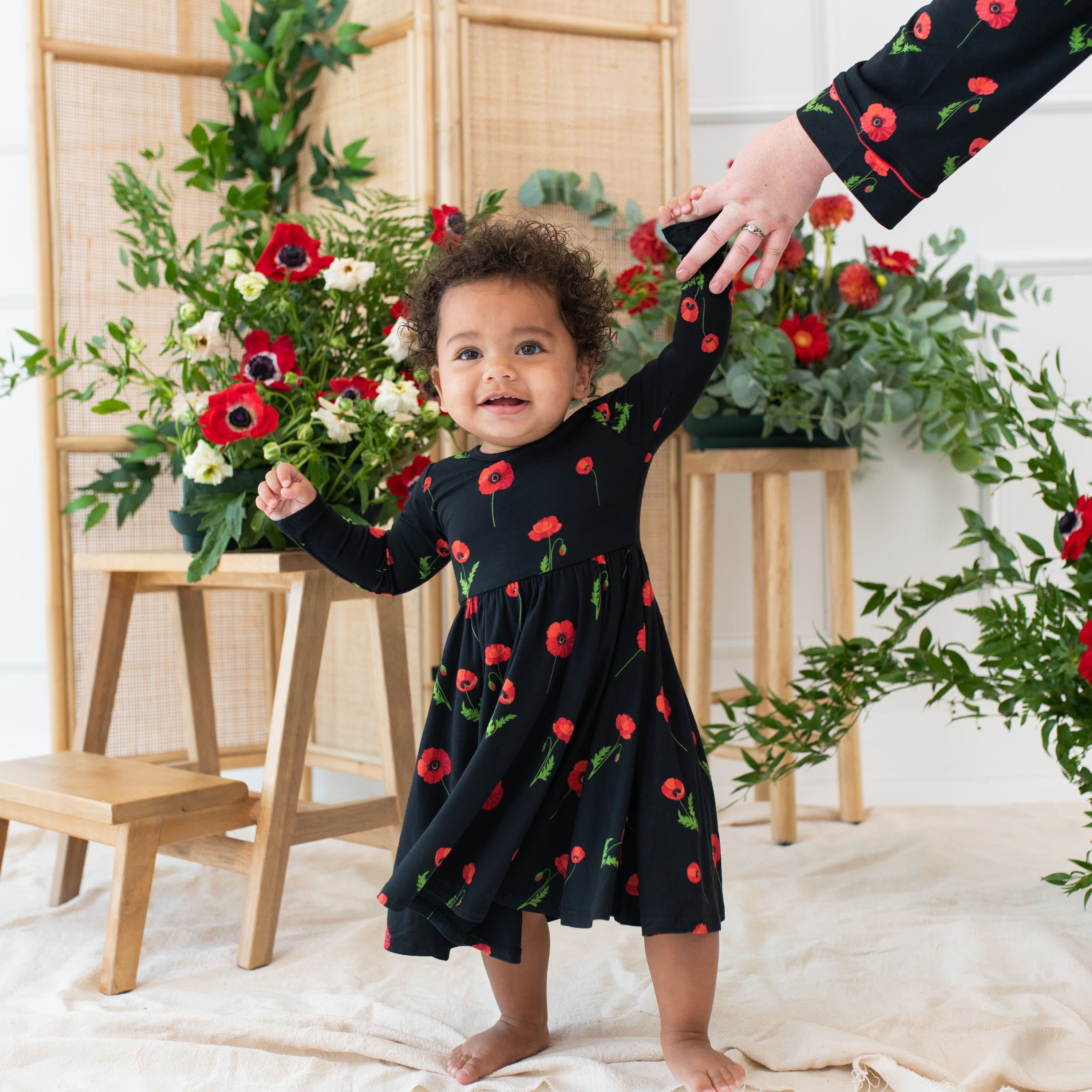 Kyte Baby Toddler Long Sleeve Twirl Dress Long Sleeve Twirl Dress in Midnight Poppies