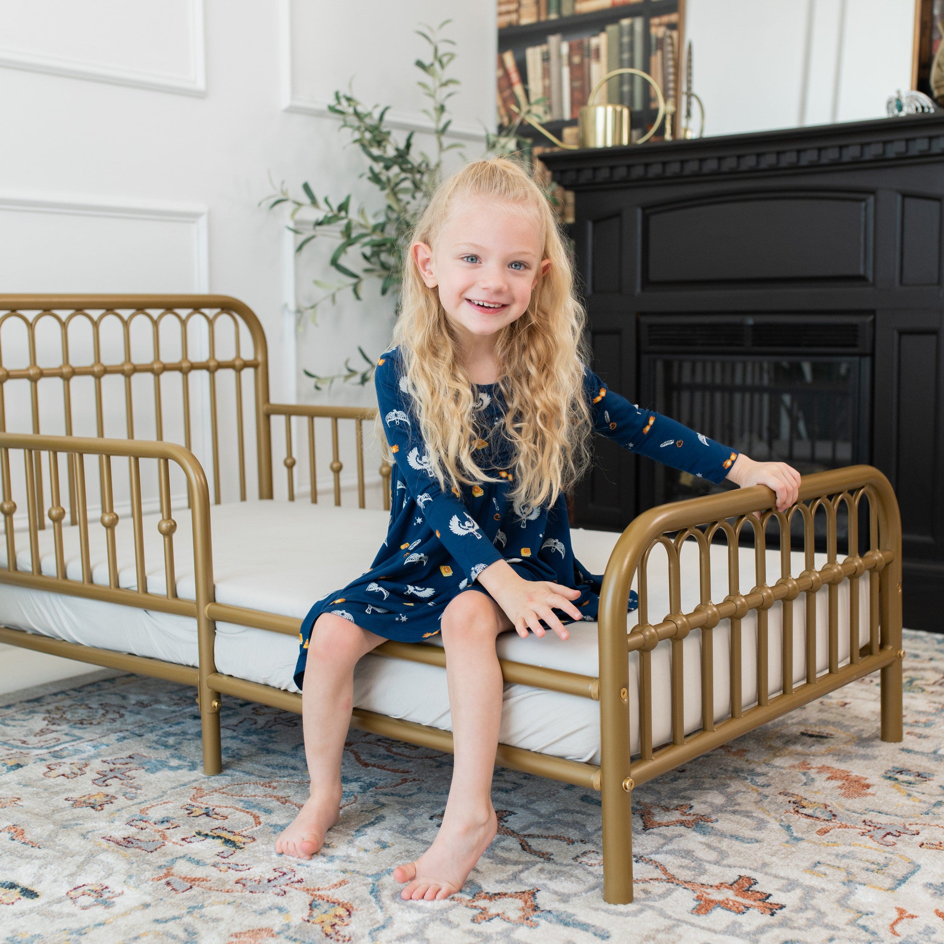 Kyte BABY Toddler Long Sleeve Twirl Dress Long Sleeve Twirl Dress in Ravenclaw™