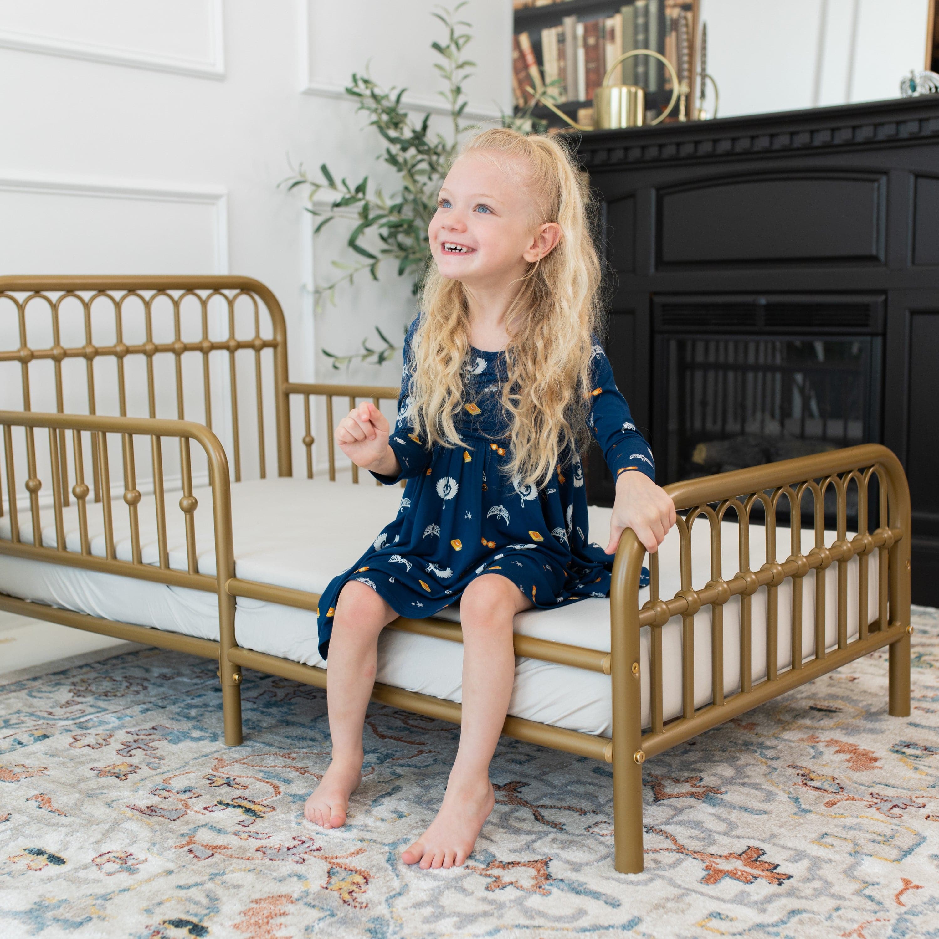 Kyte BABY Toddler Long Sleeve Twirl Dress Long Sleeve Twirl Dress in Ravenclaw™