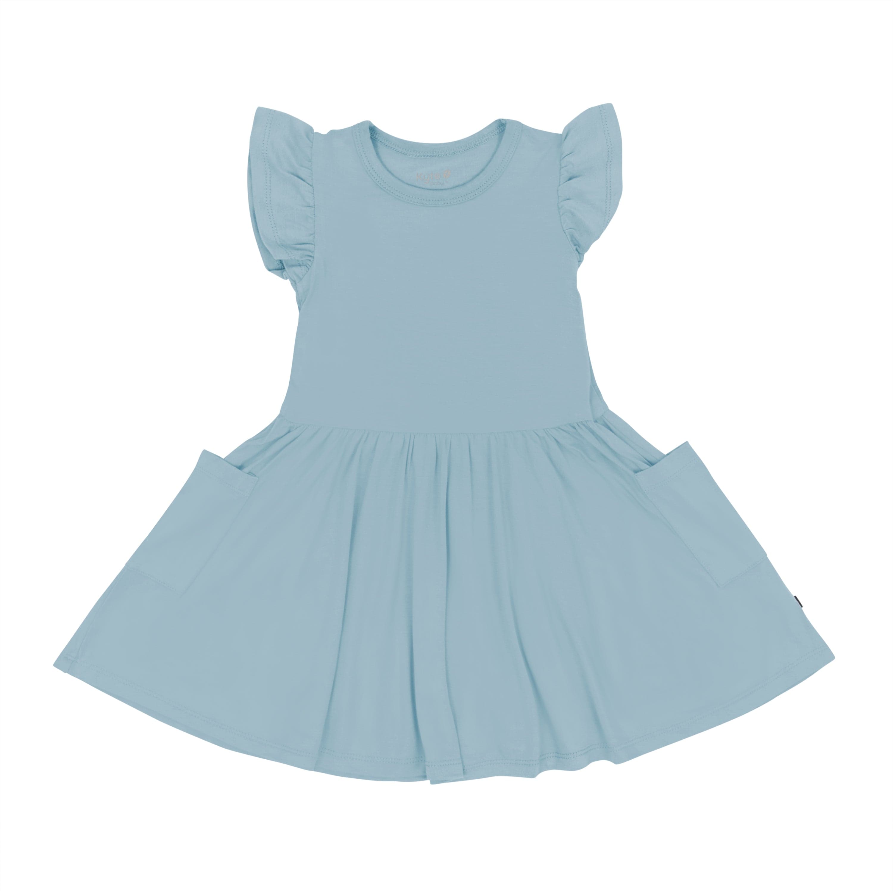 Kyte Baby Toddler Short Sleeve Pocket Dress Pocket Dress in Dusty Blue