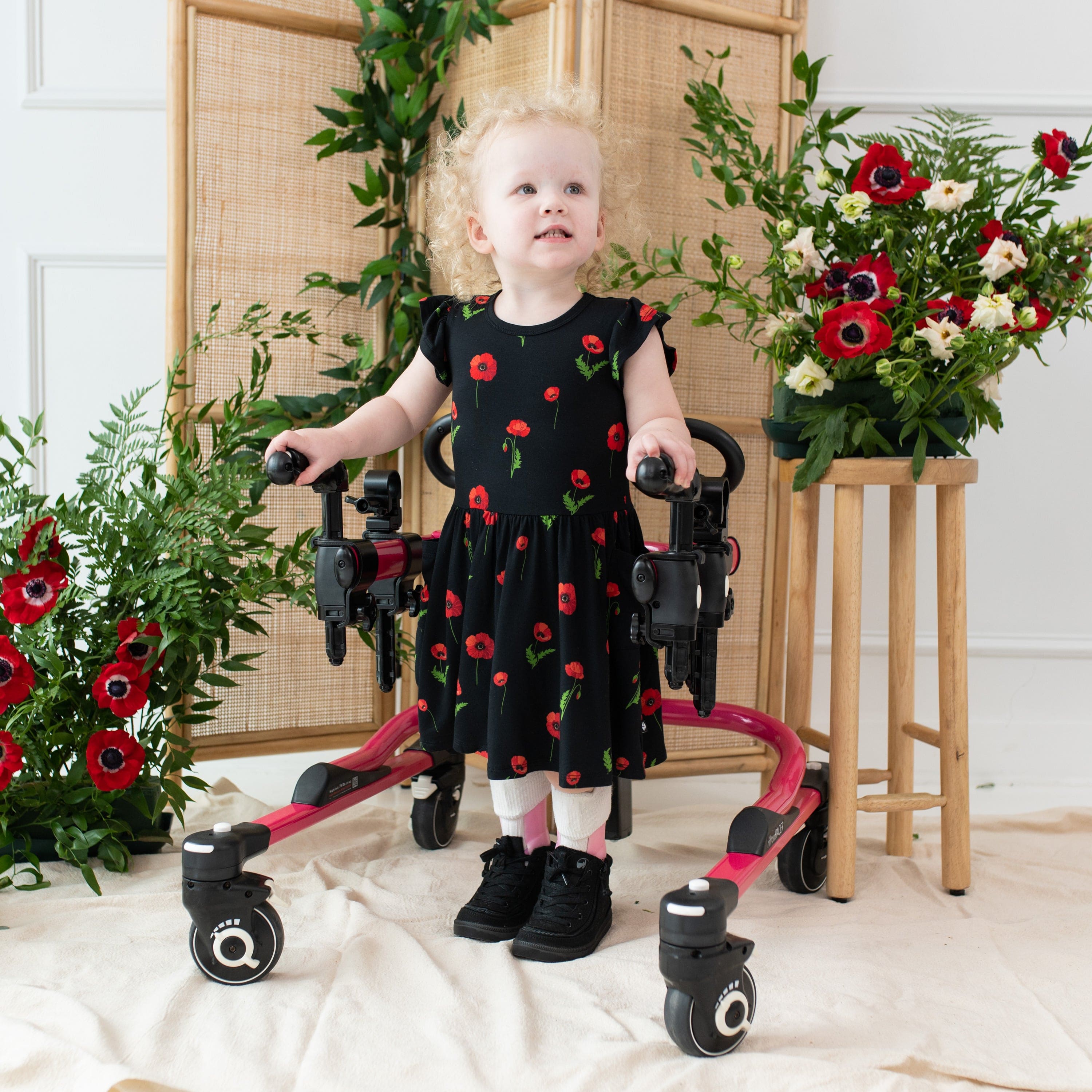 Kyte Baby Toddler Short Sleeve Pocket Dress Pocket Dress in Midnight Poppies
