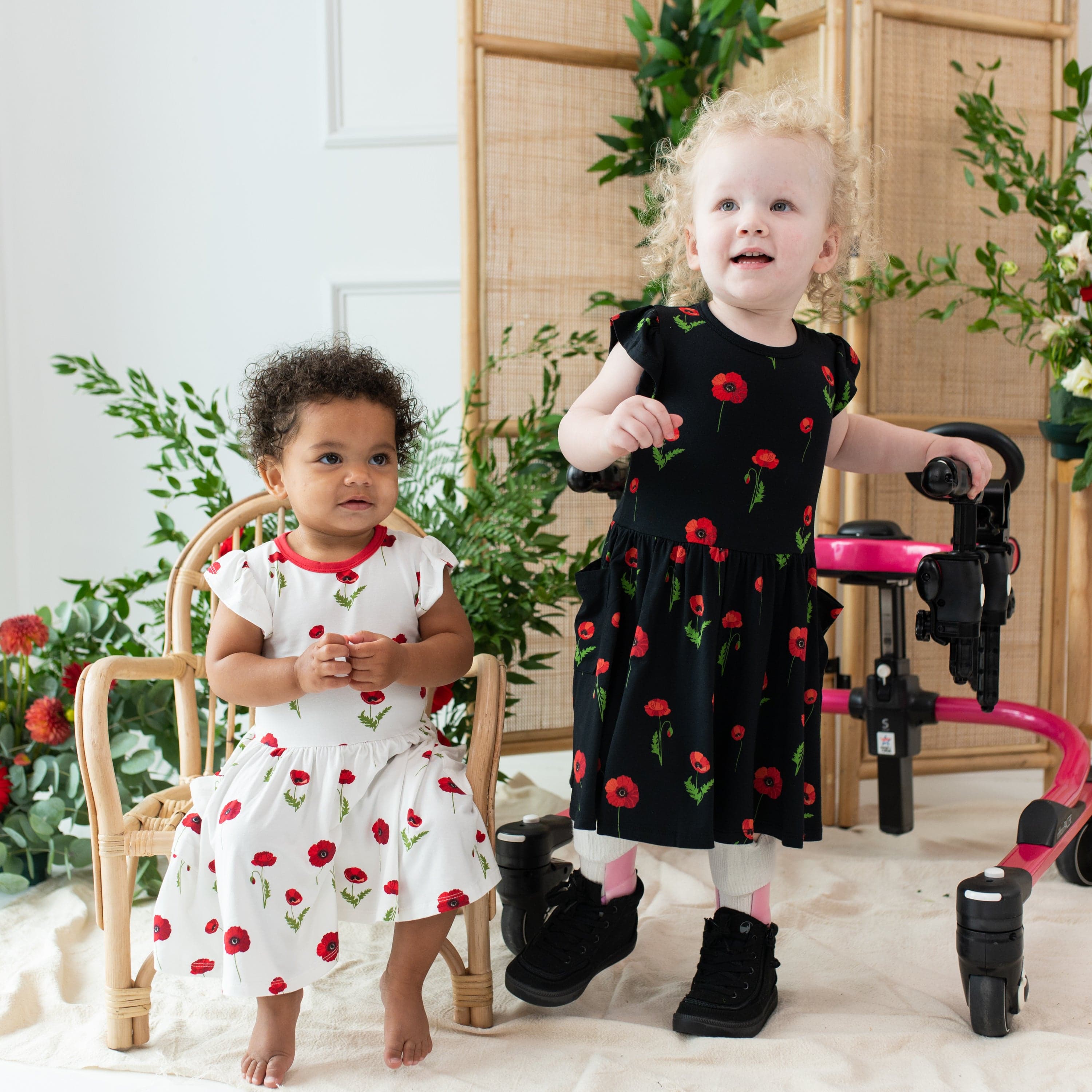 Kyte Baby Toddler Short Sleeve Pocket Dress Pocket Dress in Midnight Poppies