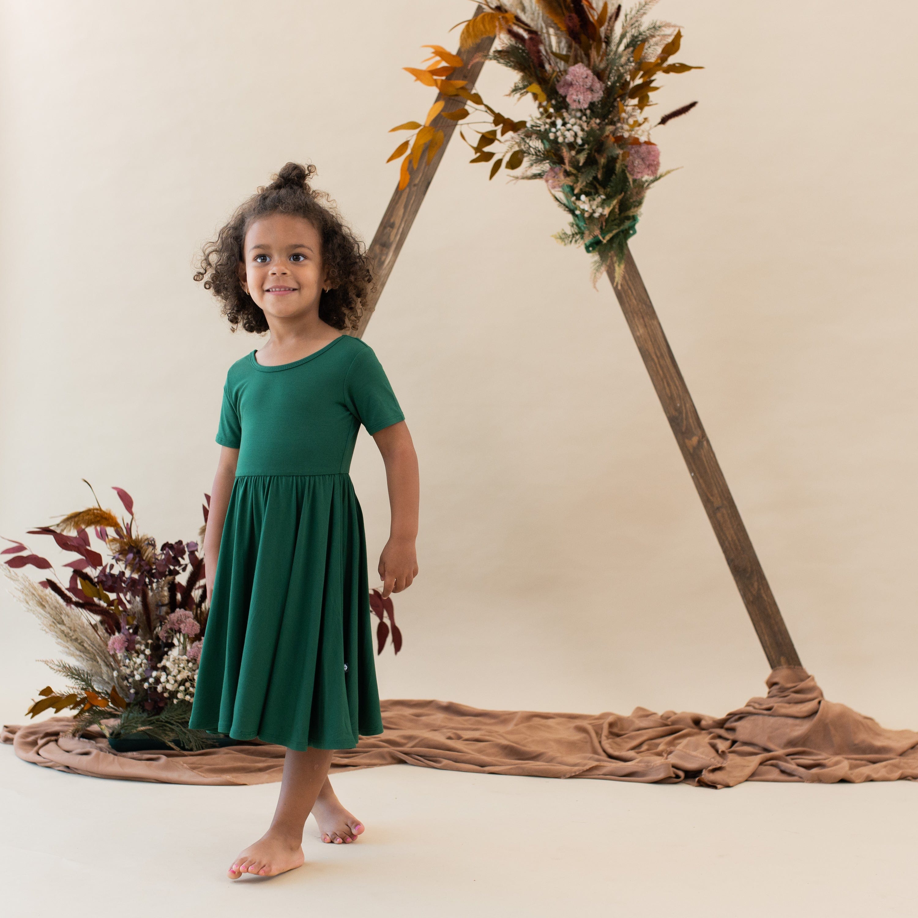 Kyte Baby Toddler Short Sleeve Twirl Dress Twirl Dress in Forest