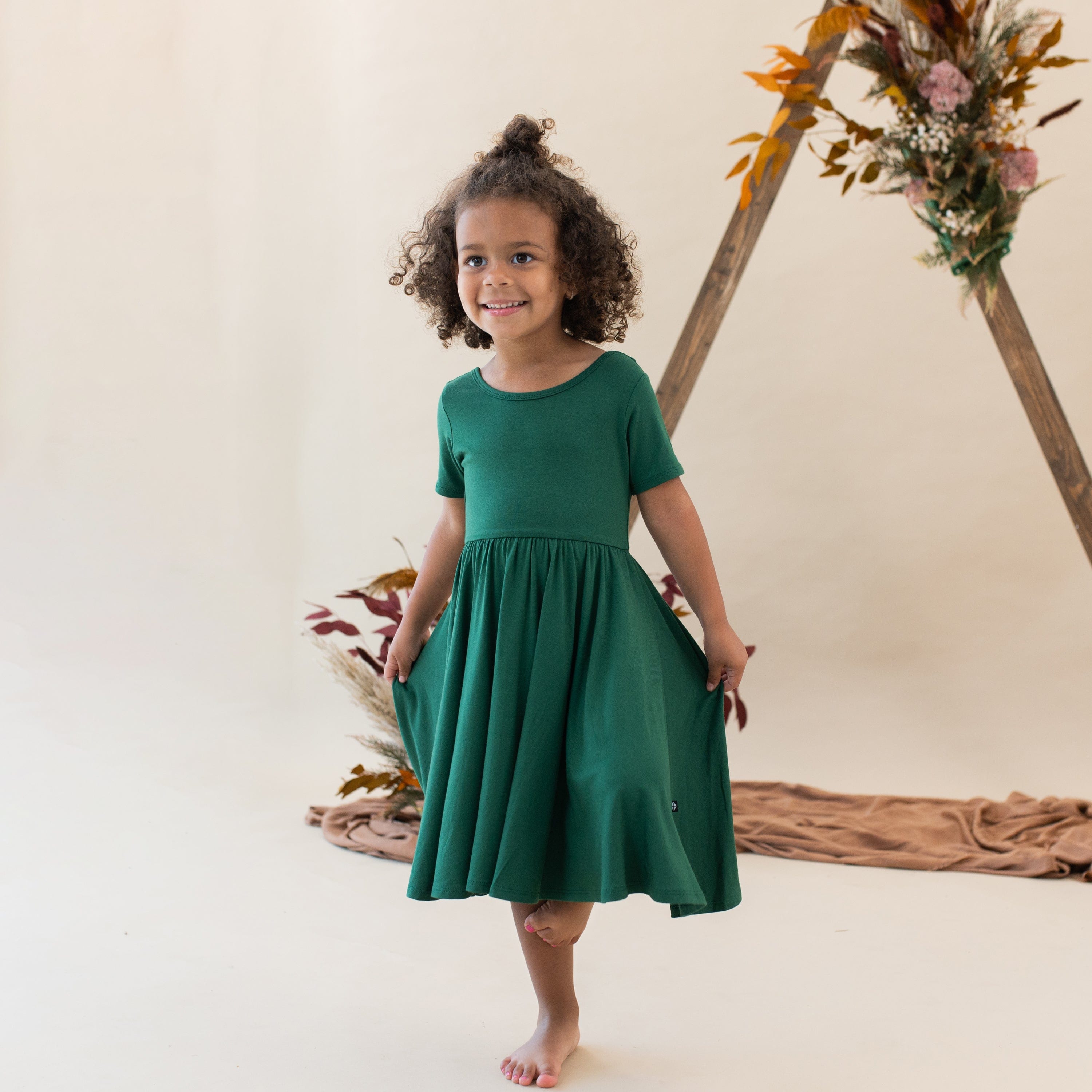Kyte Baby Toddler Short Sleeve Twirl Dress Twirl Dress in Forest