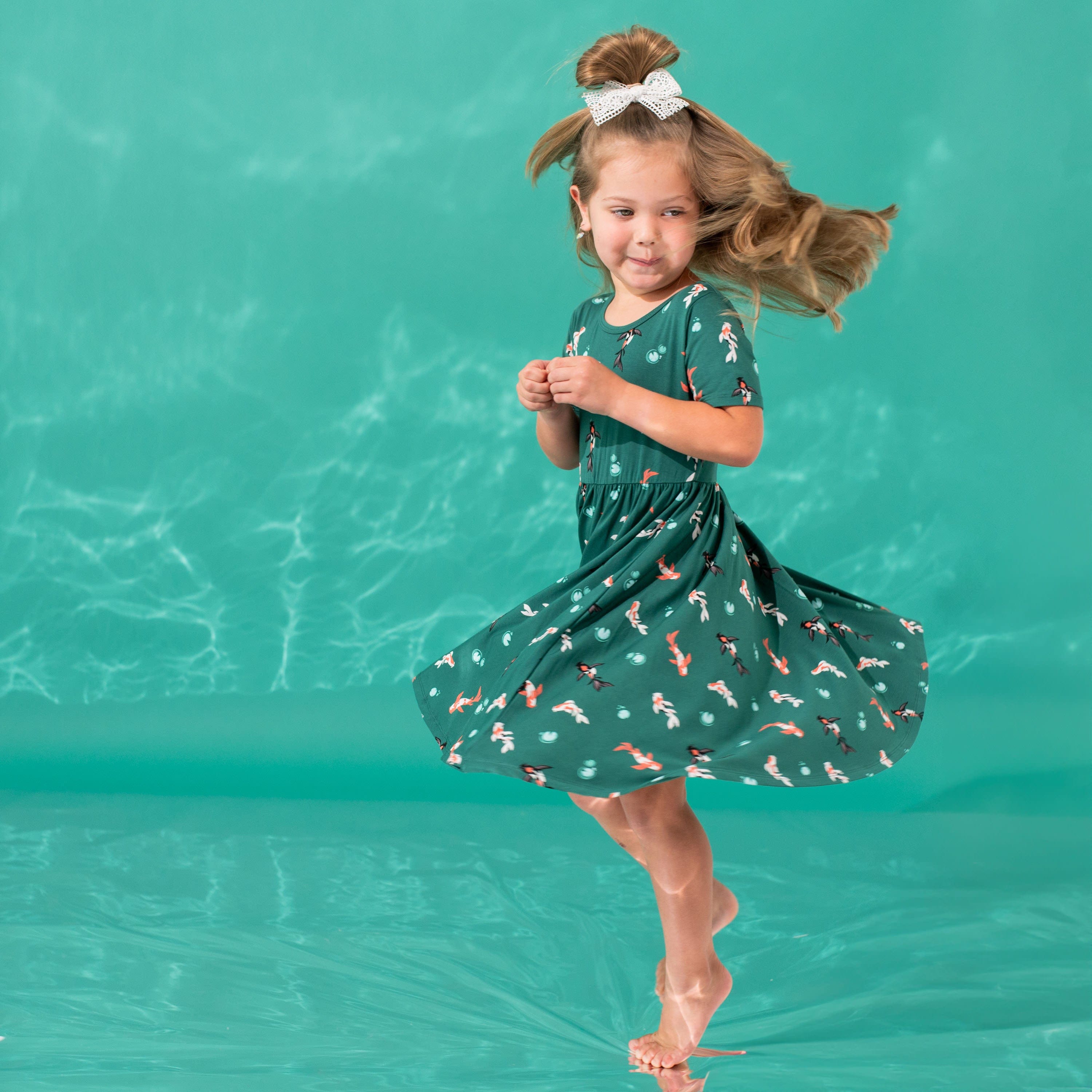Kyte Baby Toddler Short Sleeve Twirl Dress Twirl Dress in Koi