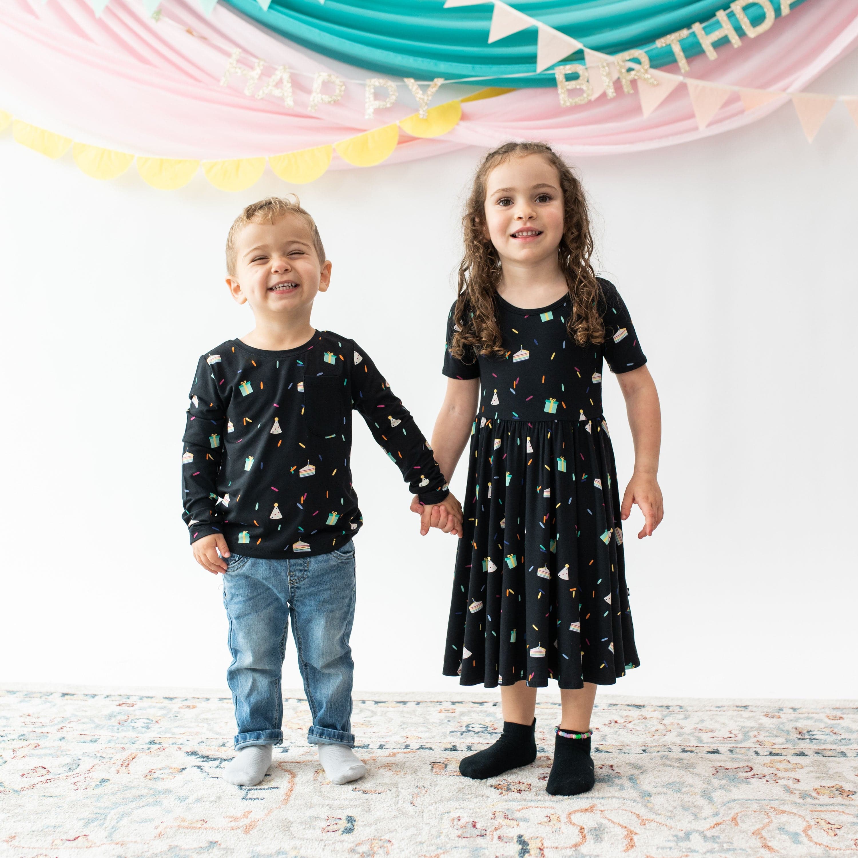 Kyte Baby Toddler Short Sleeve Twirl Dress Twirl Dress in Midnight Party