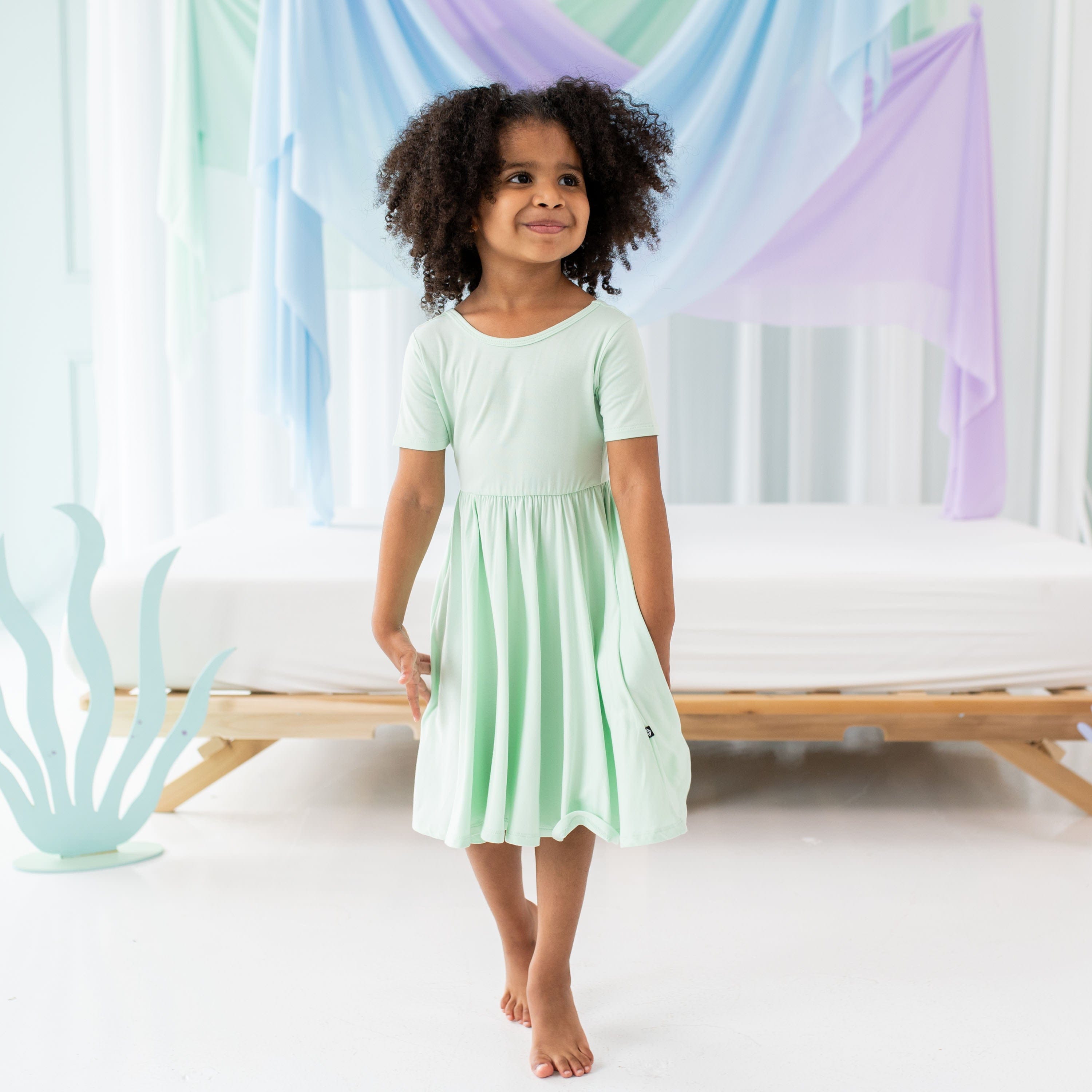 Kyte Baby Toddler Short Sleeve Twirl Dress Twirl Dress in Mint