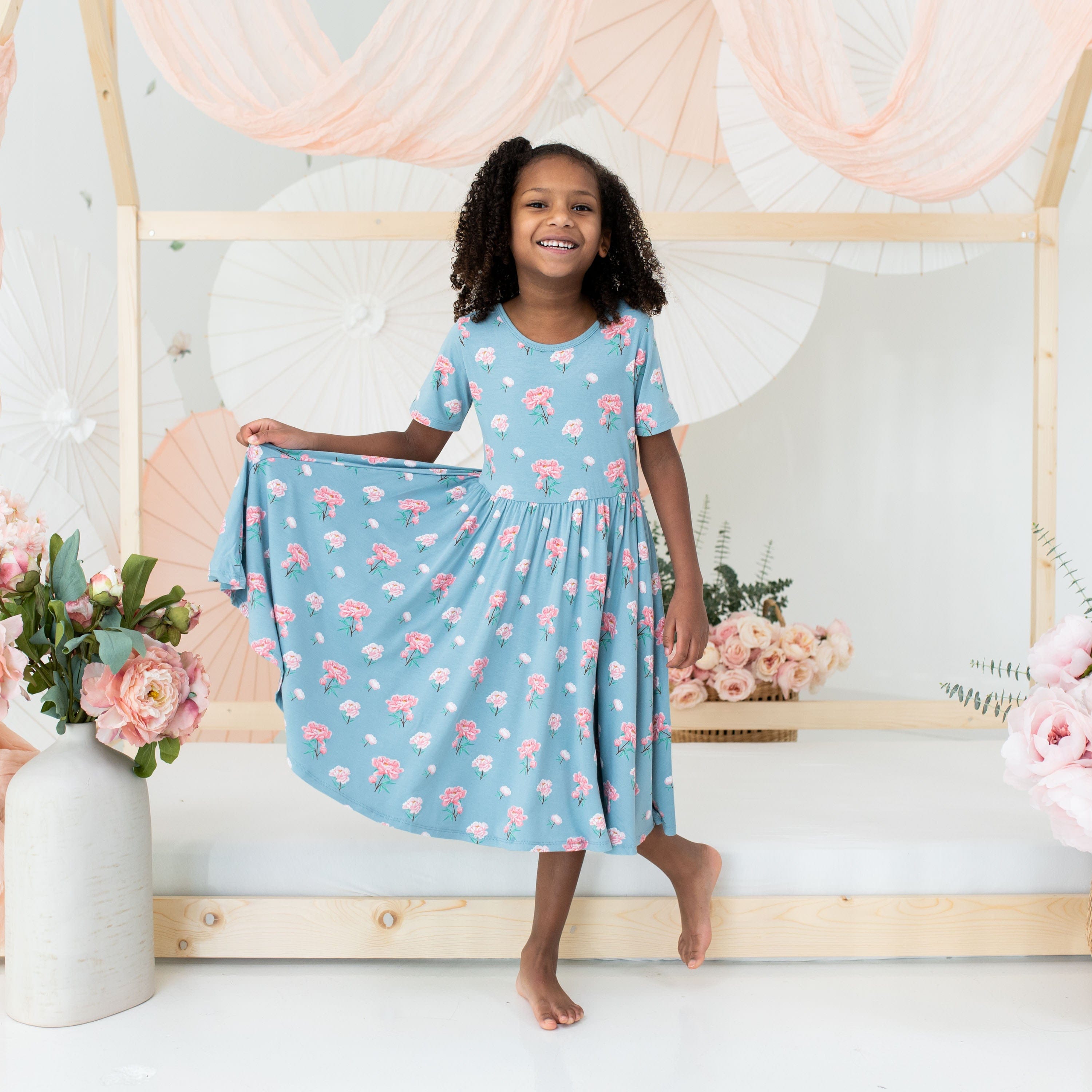 Kyte Baby Toddler Short Sleeve Twirl Dress Twirl Dress in Peony