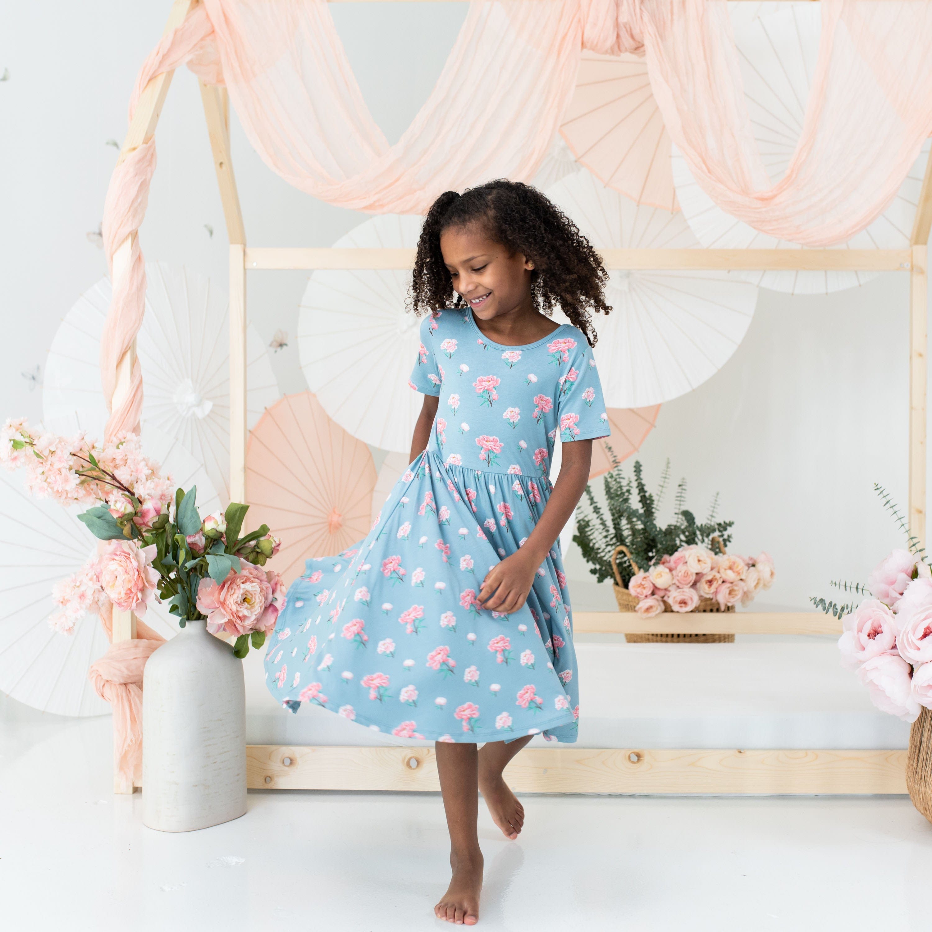 Kyte Baby Toddler Short Sleeve Twirl Dress Twirl Dress in Peony