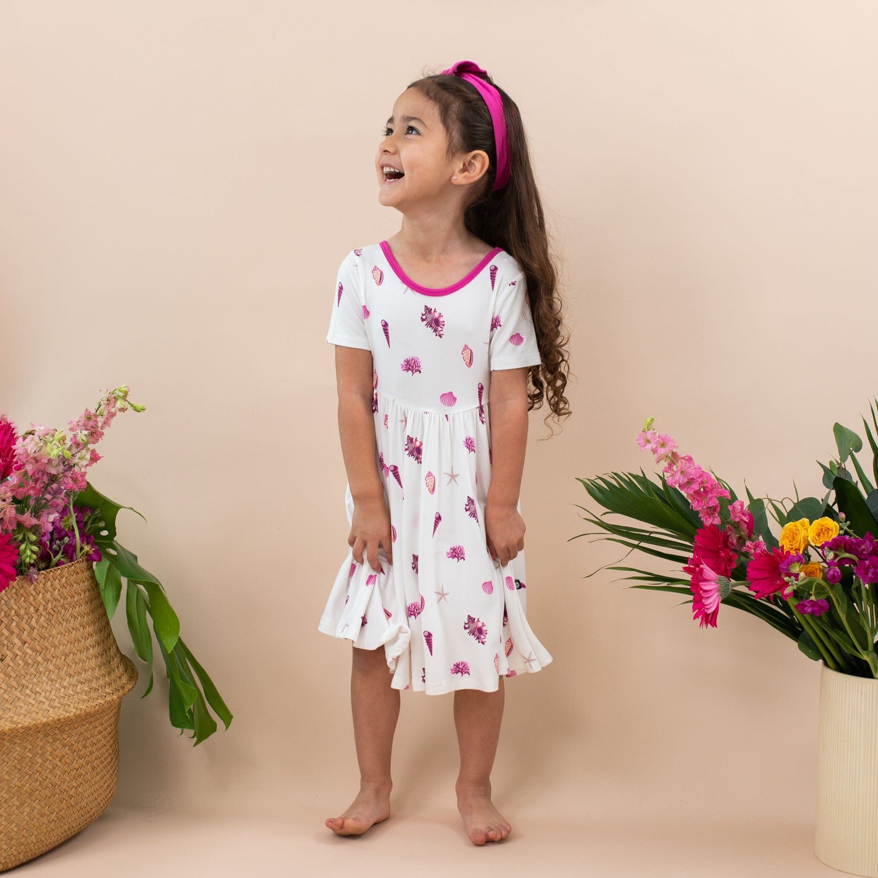 Kyte Baby Toddler Short Sleeve Twirl Dress Twirl Dress in Raspberry Shell