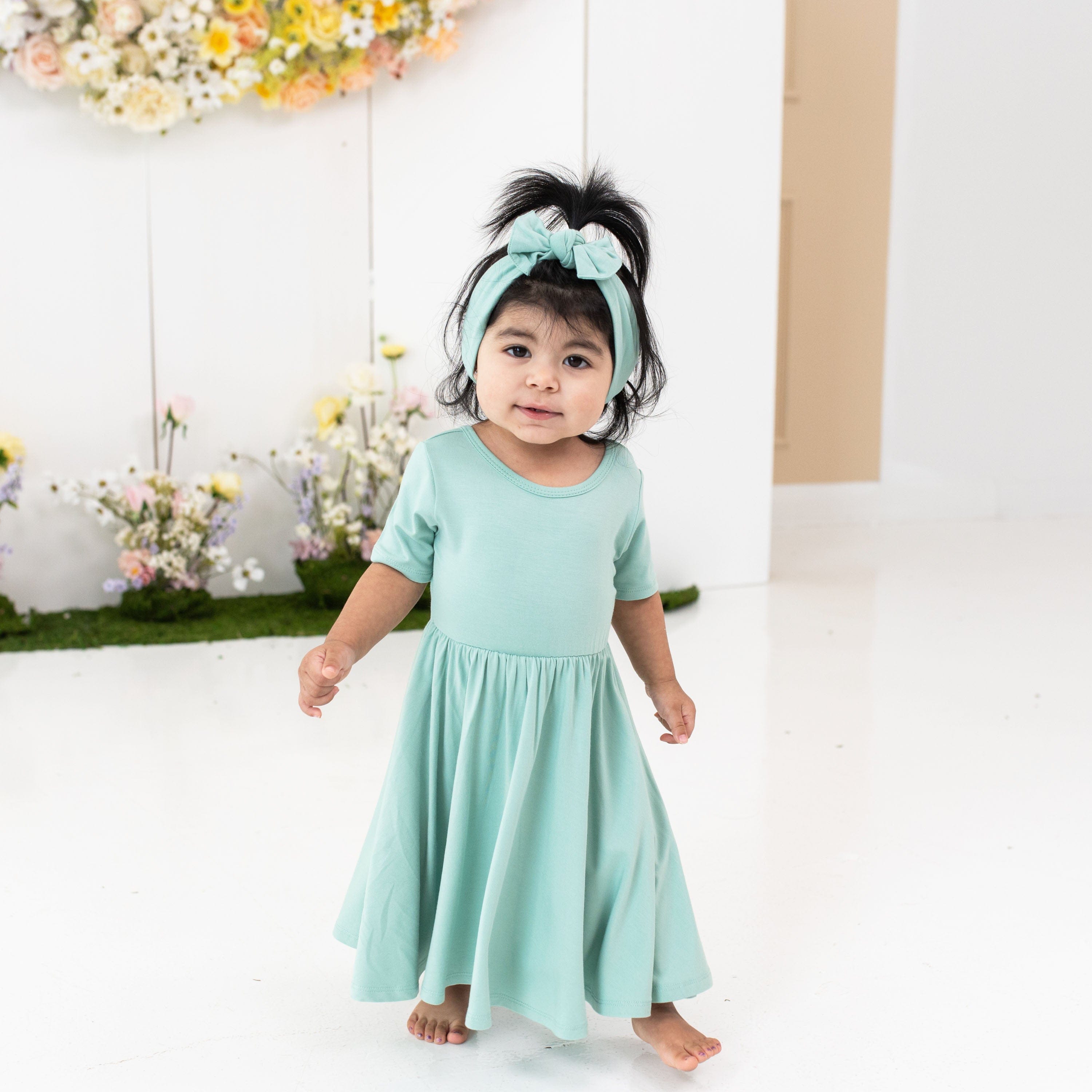Kyte Baby Toddler Short Sleeve Twirl Dress Twirl Dress in Wasabi