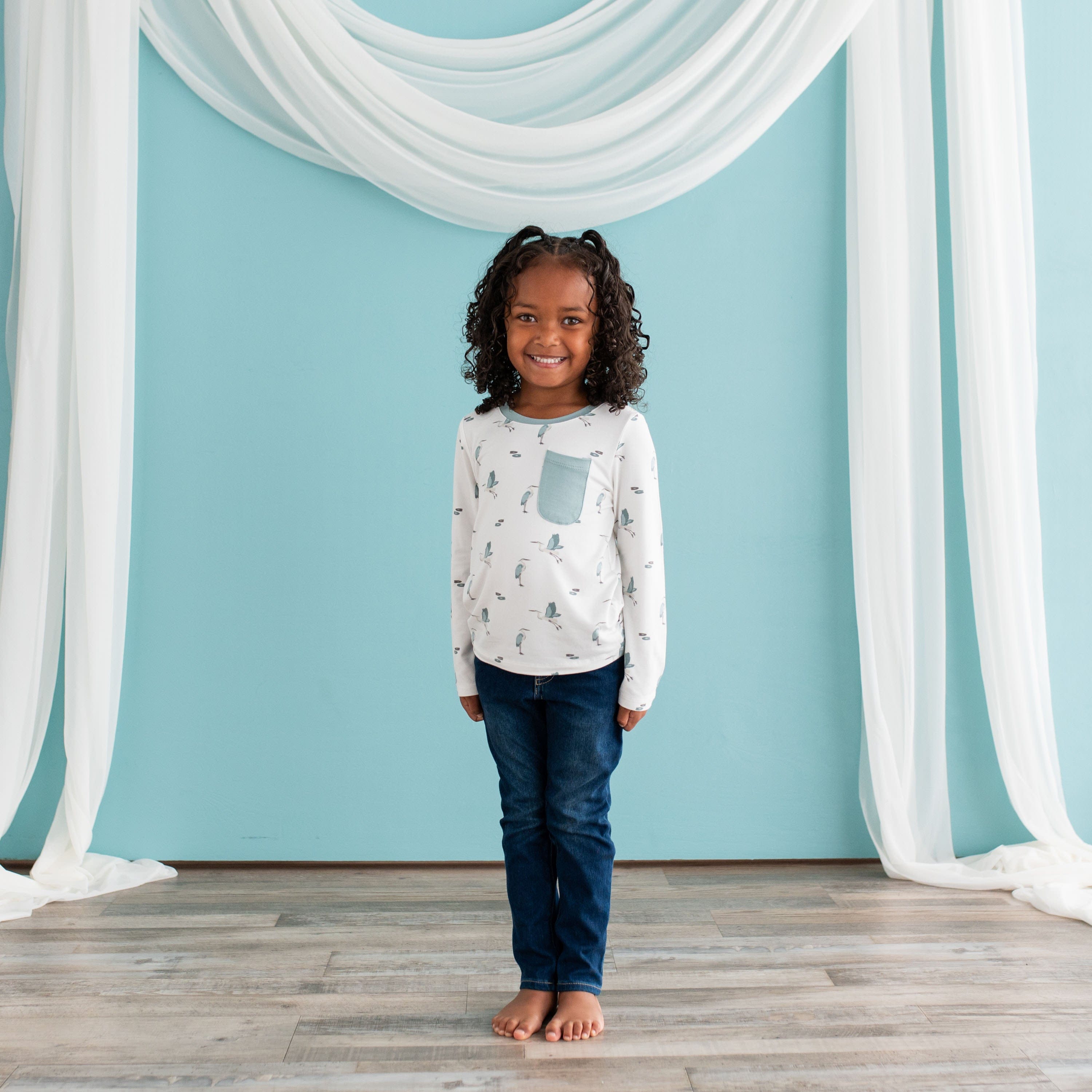 Kyte Baby Toddler Unisex Tee Long Sleeve Toddler Crew Neck Tee in Blue Heron