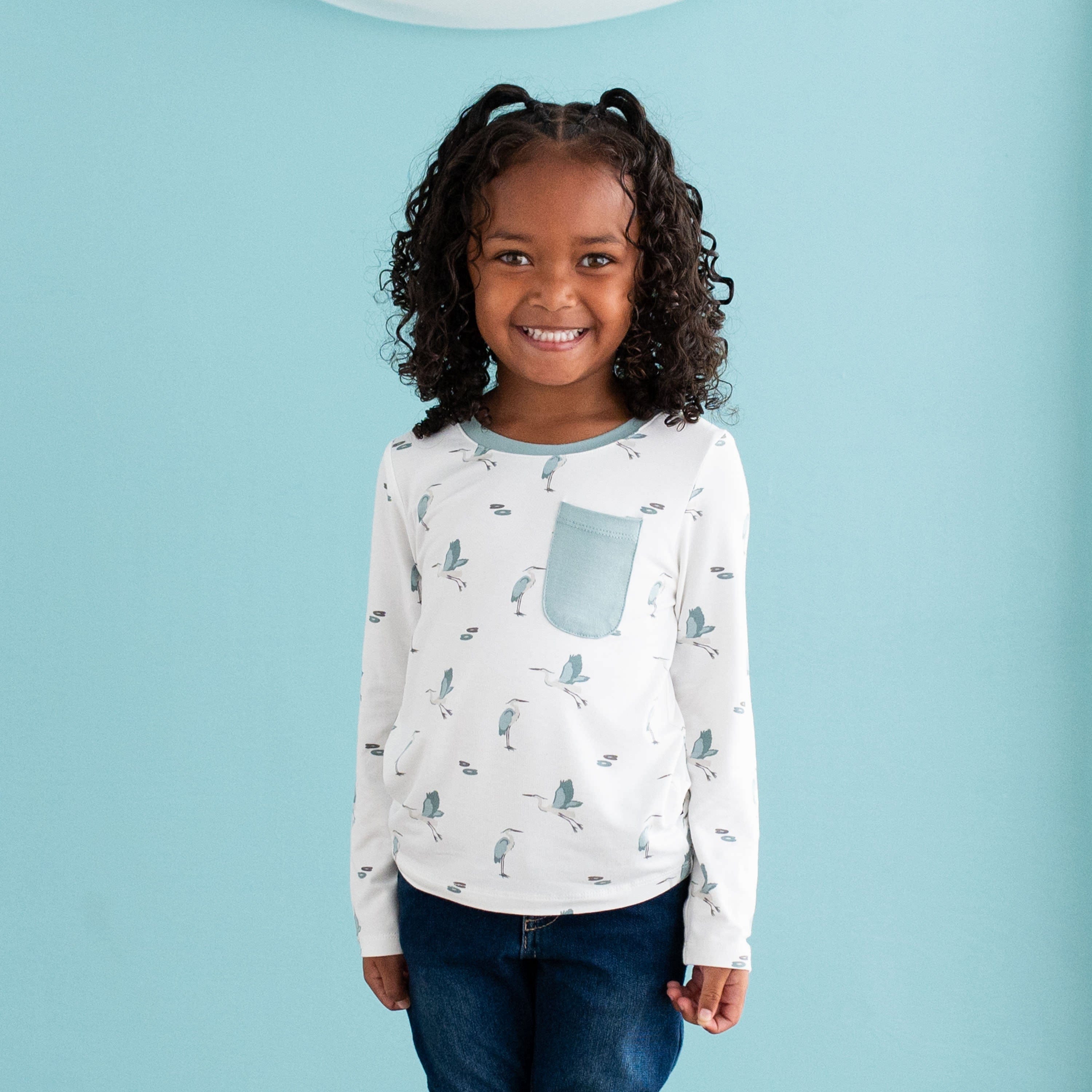 Kyte Baby Toddler Unisex Tee Long Sleeve Toddler Crew Neck Tee in Blue Heron