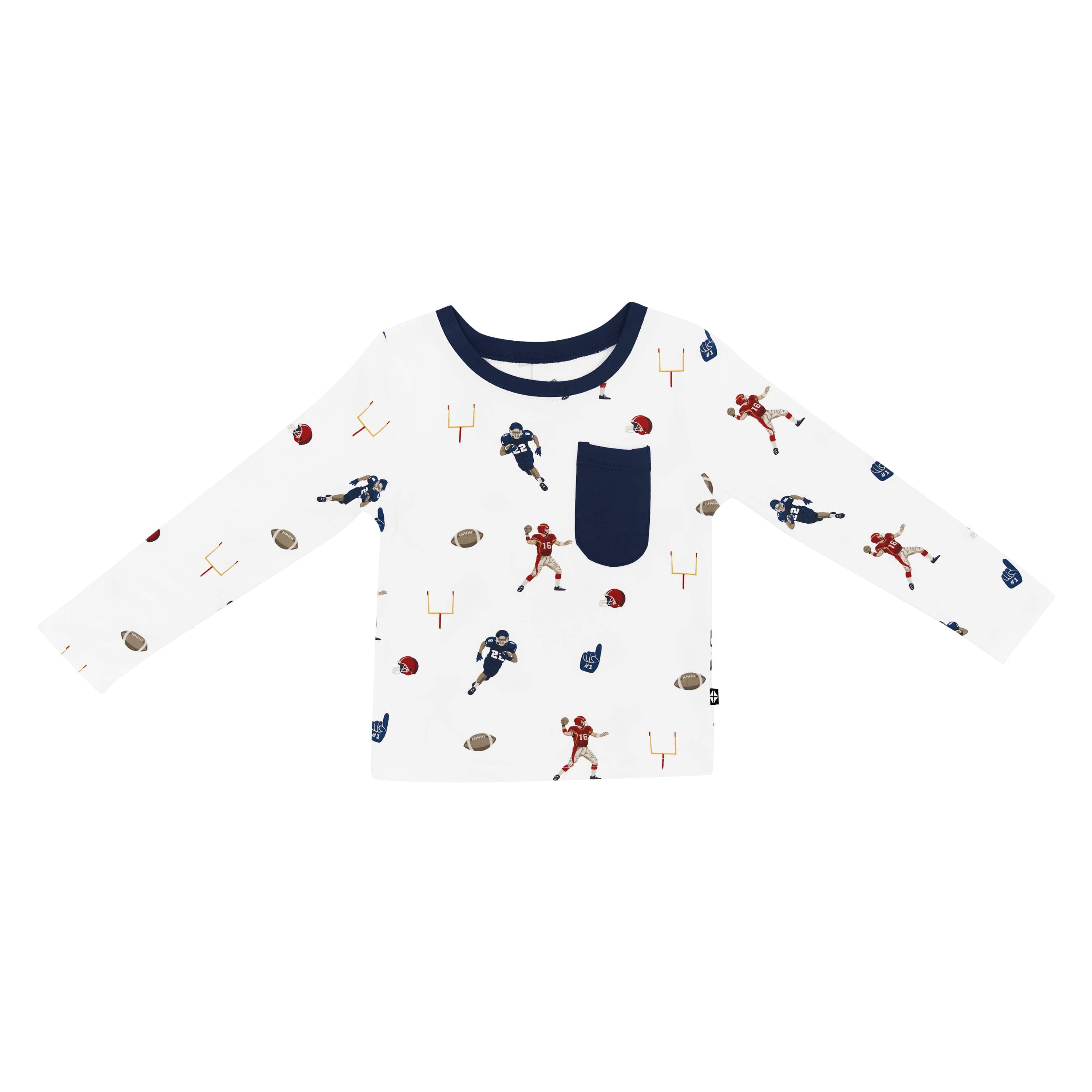 Kyte Baby Long Sleeve Toddler Crew Neck Tee in Football