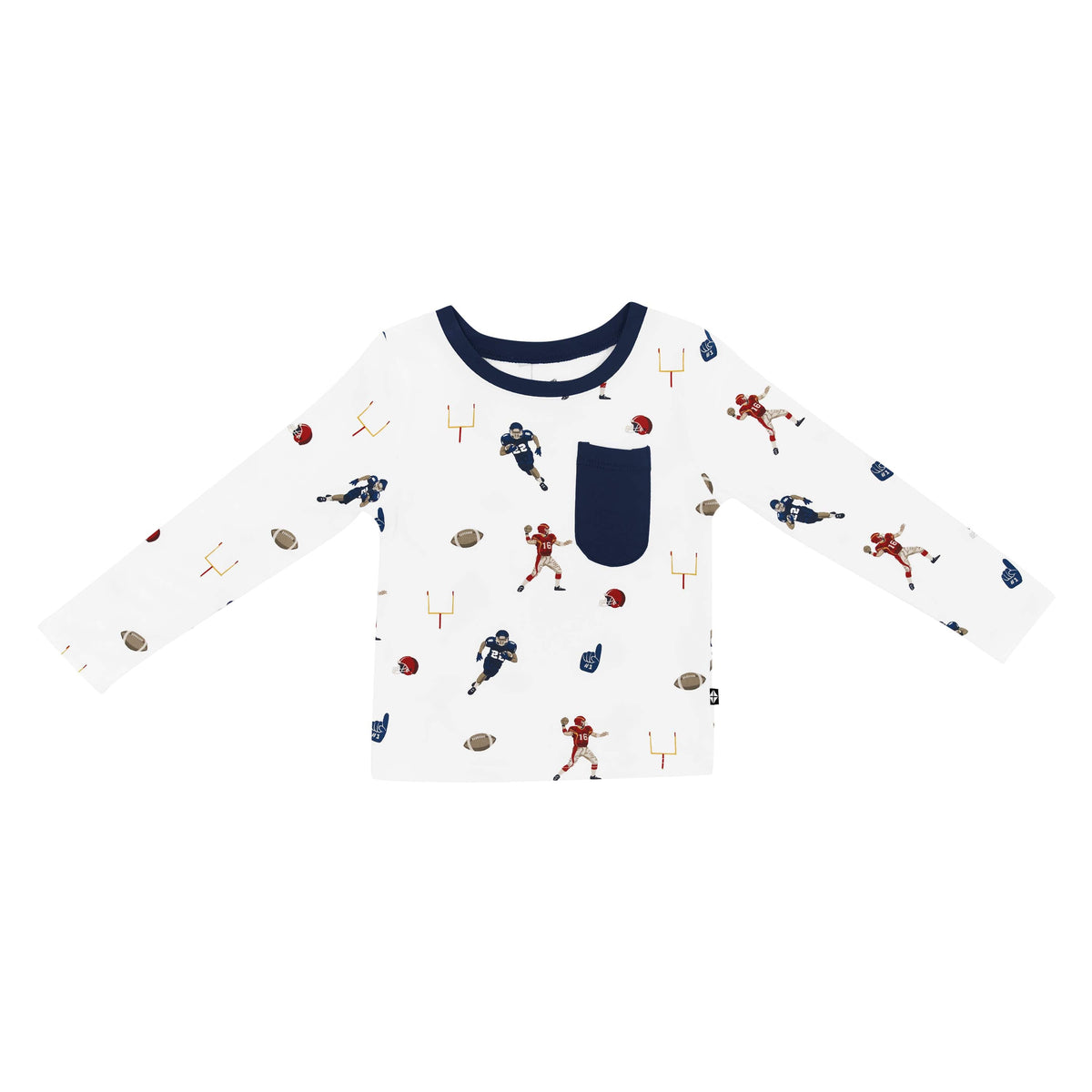 Kyte Baby Long Sleeve Toddler Crew Neck Tee in Football