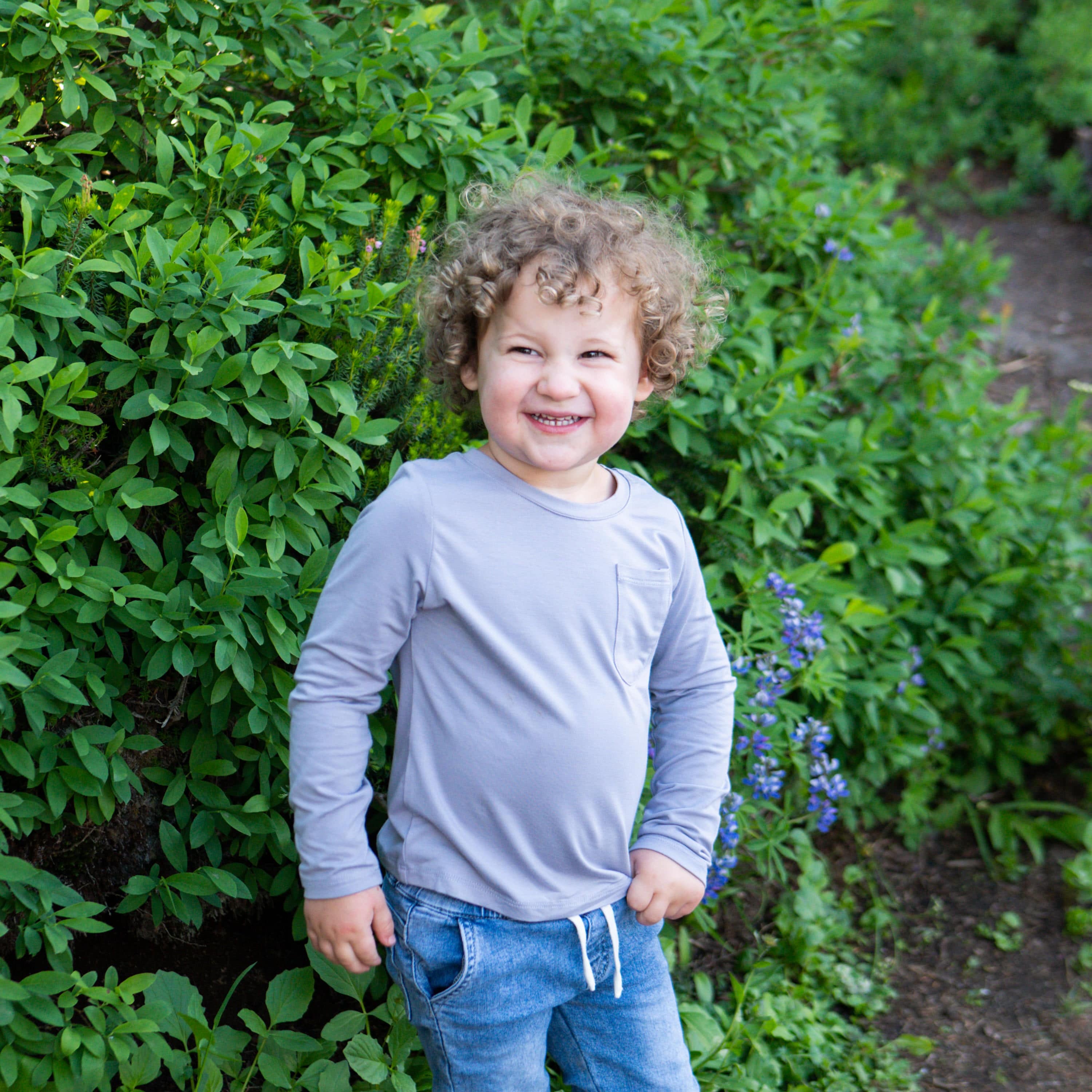 Kyte Baby Toddler Unisex Tee Long Sleeve Toddler Crew Neck Tee in Haze