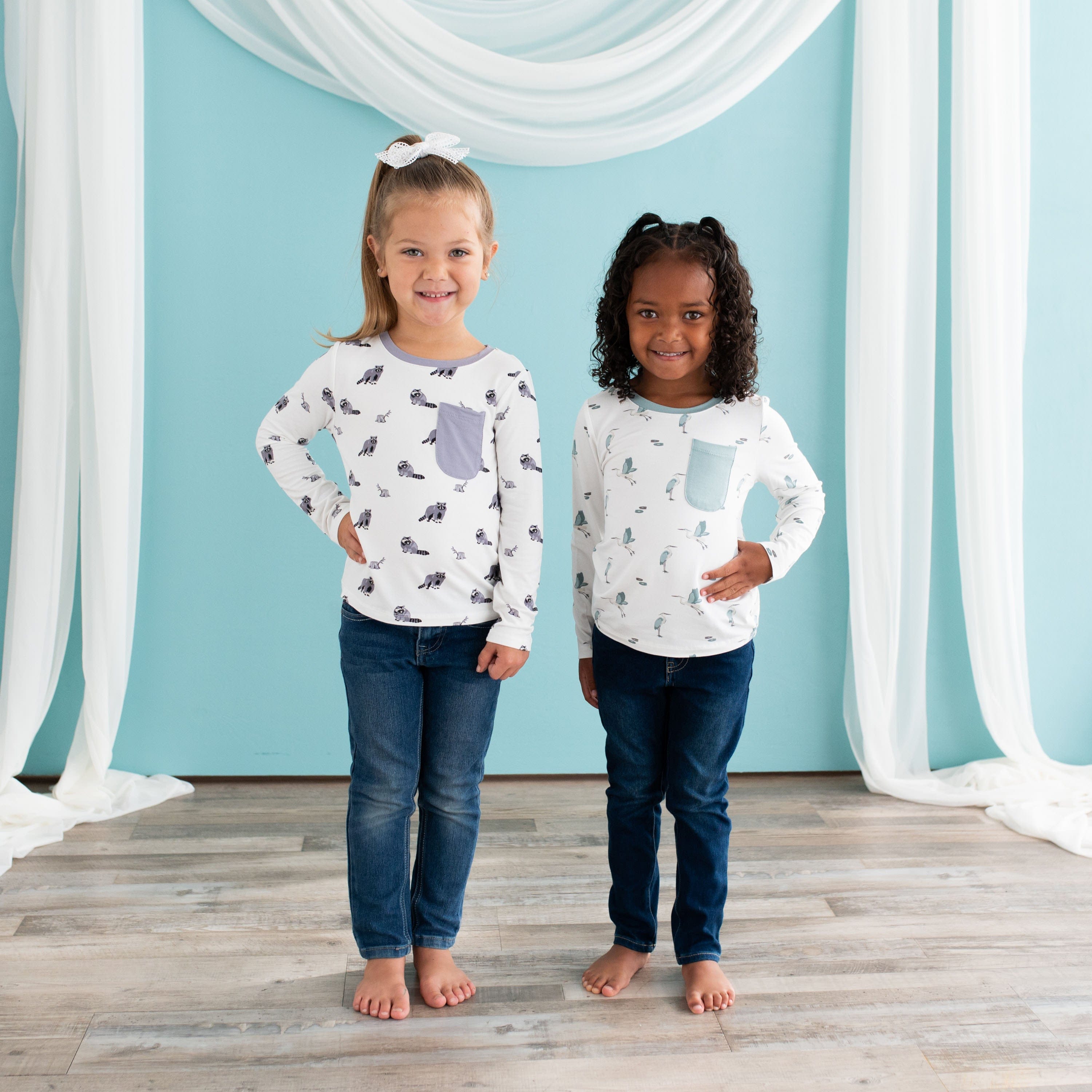 Kyte Baby Toddler Unisex Tee Long Sleeve Toddler Crew Neck Tee in Raccoon