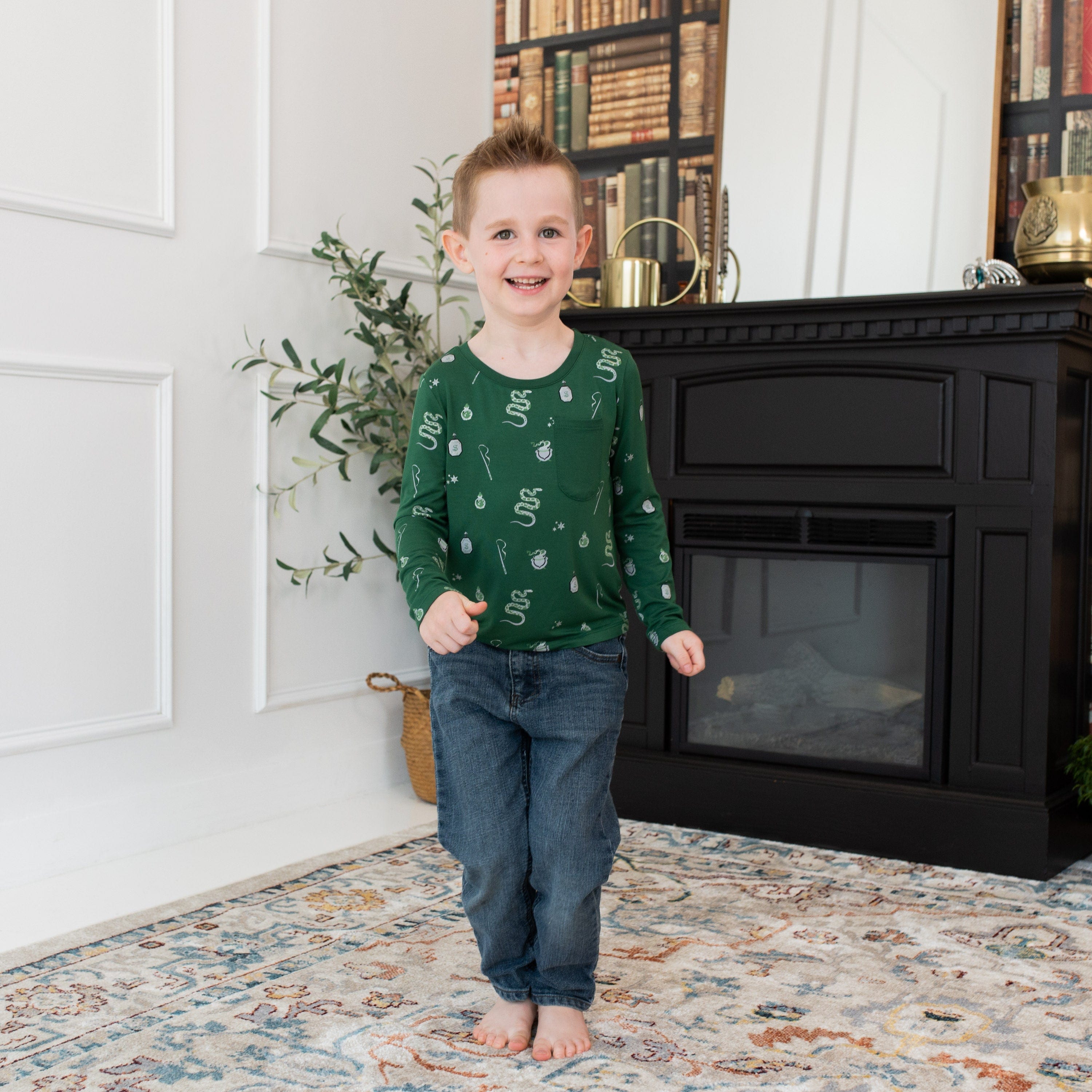 Kyte Baby Toddler Unisex Tee Long Sleeve Toddler Crew Neck Tee in Slytherin™