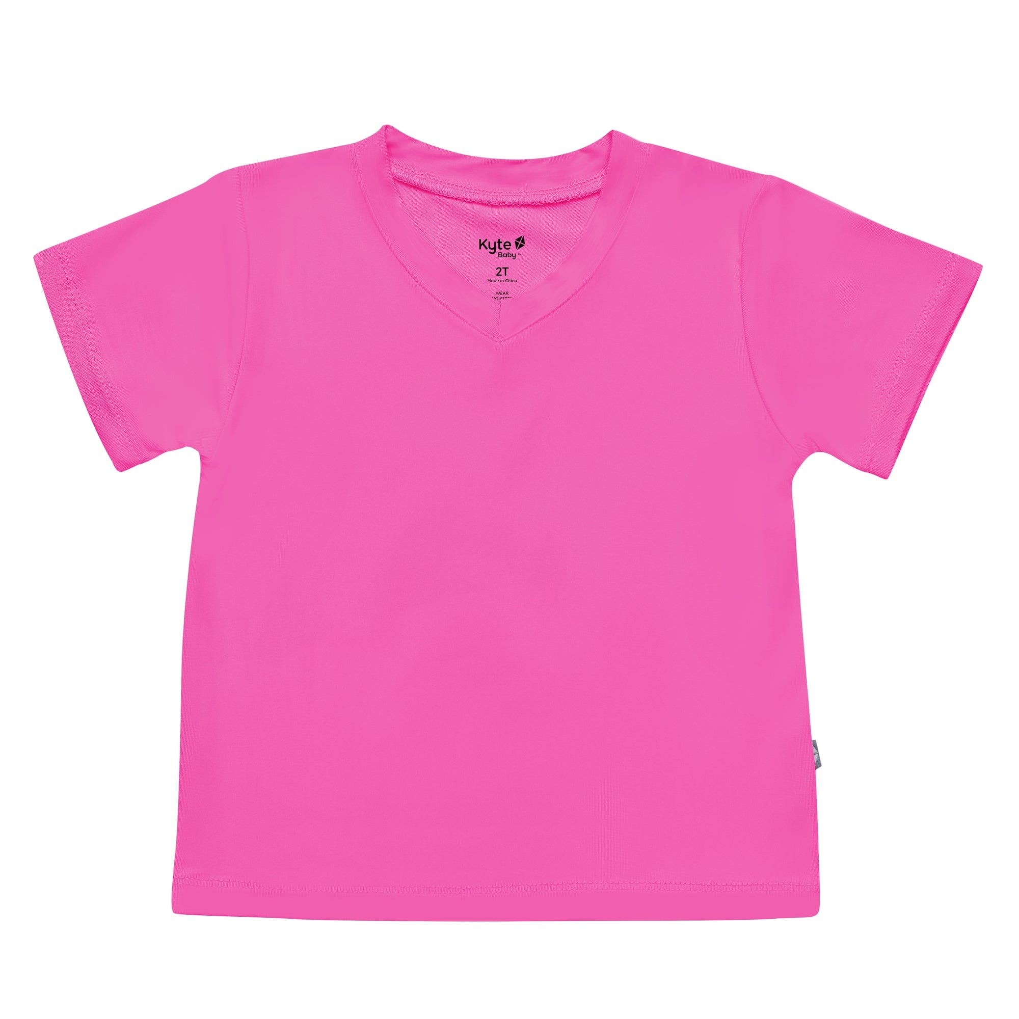 Kyte Baby Short Sleeve Toddler V-Neck Tee in Raspberry