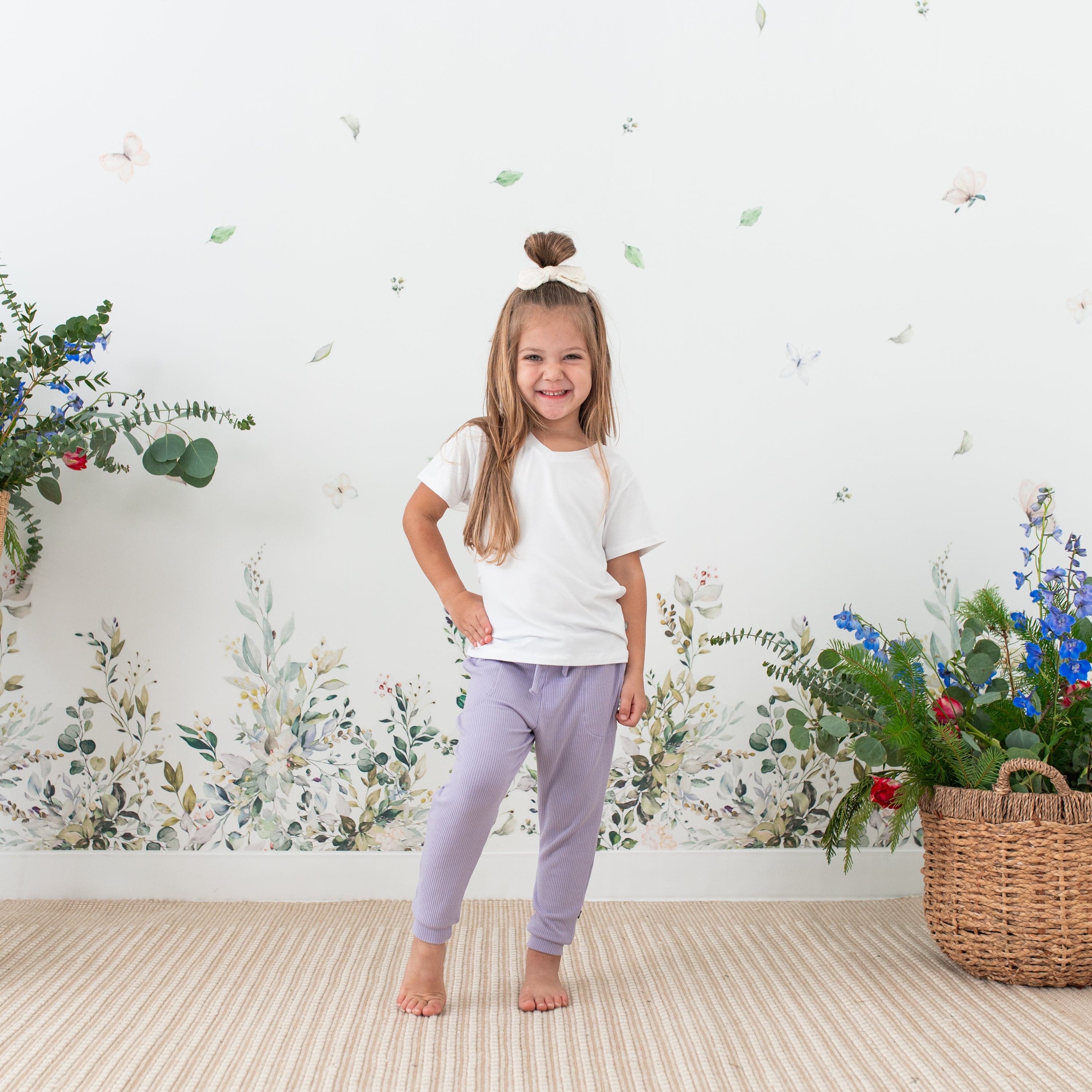 Child wearing Kyte Baby Toddler relaxed fit V-Neck Tee in Snow