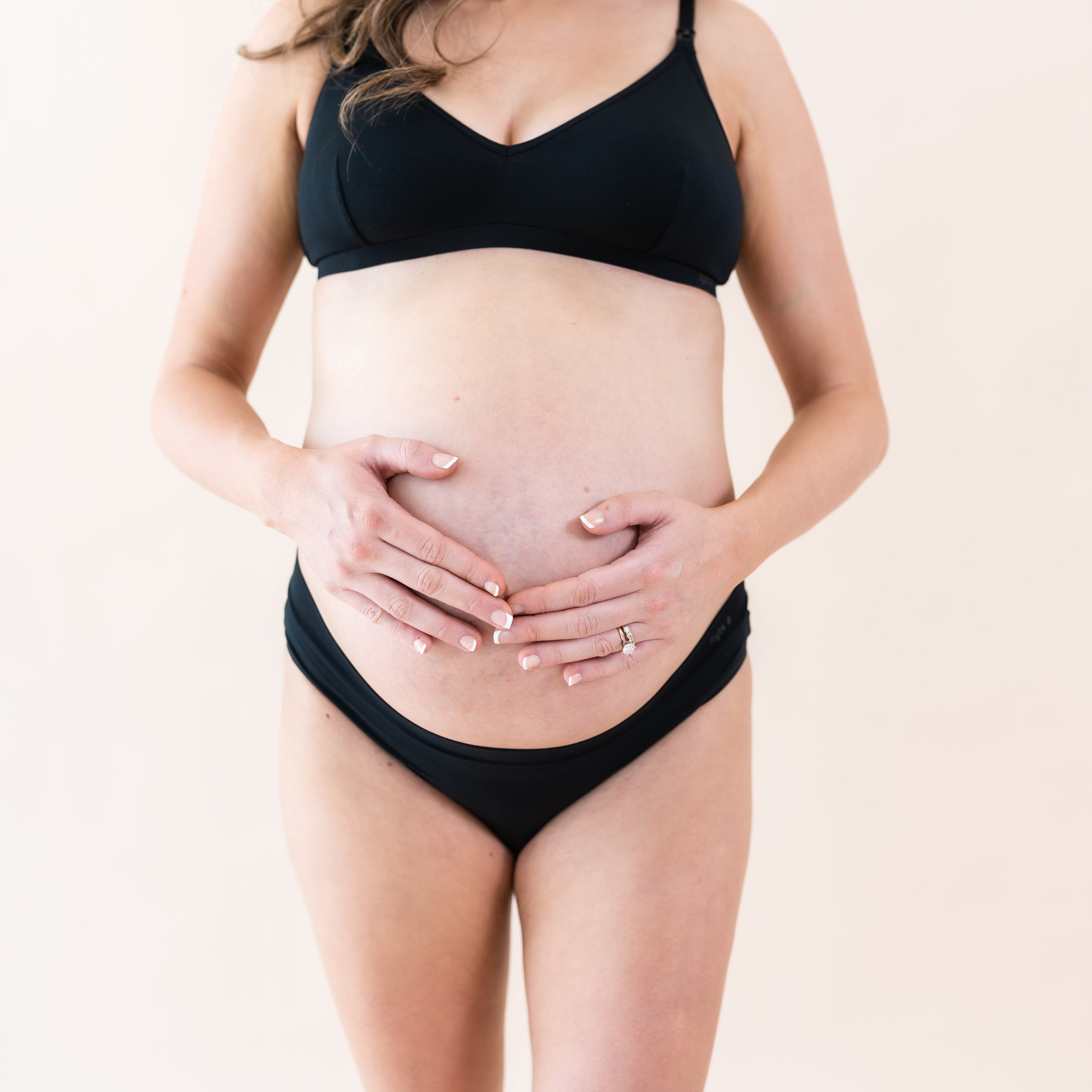 Woman wearing Kyte Baby Women's Cheekini Underwear with High Cut Leg in Midnight Black