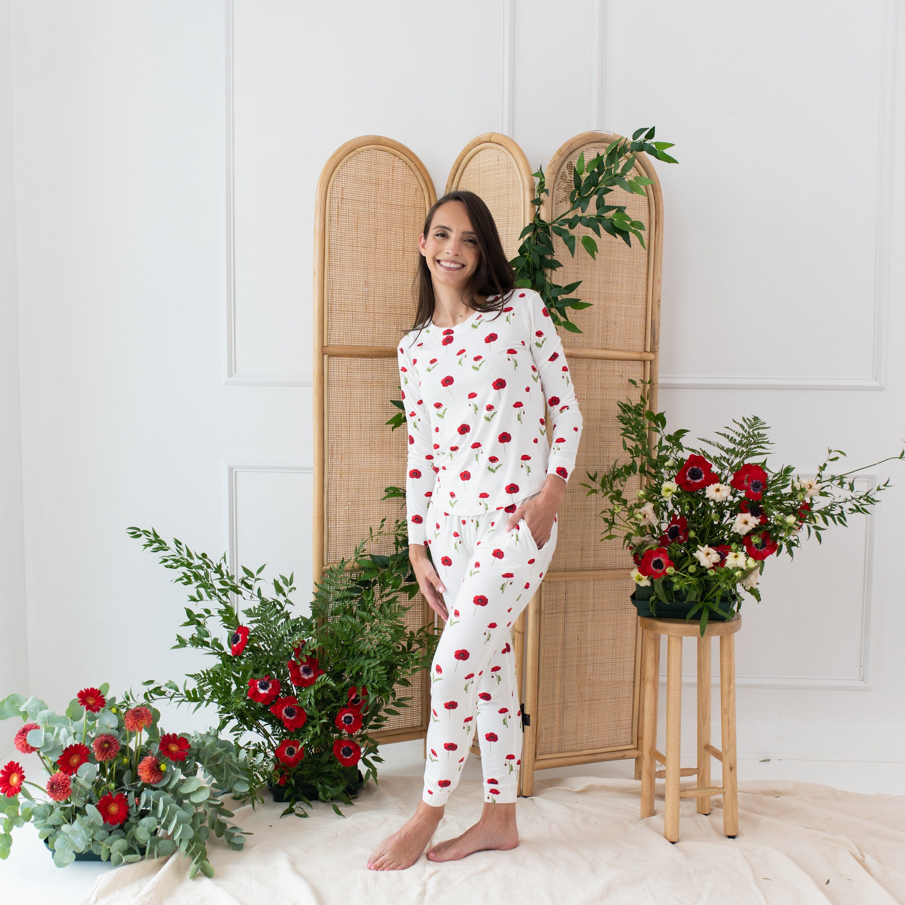 Kyte Baby Women's Jogger Pajama Set Women's Jogger Pajama Set in Cloud Poppies