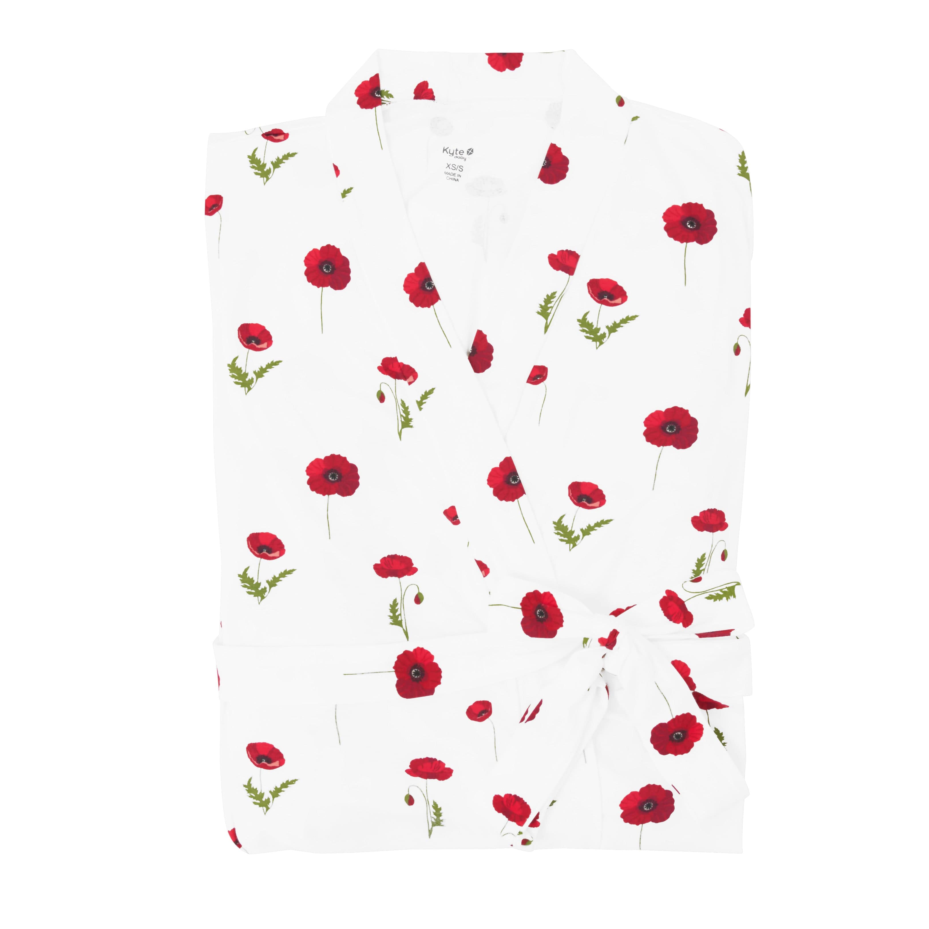 Kyte Baby Women’s Lounge Robe with side pockets in Cloud Poppies