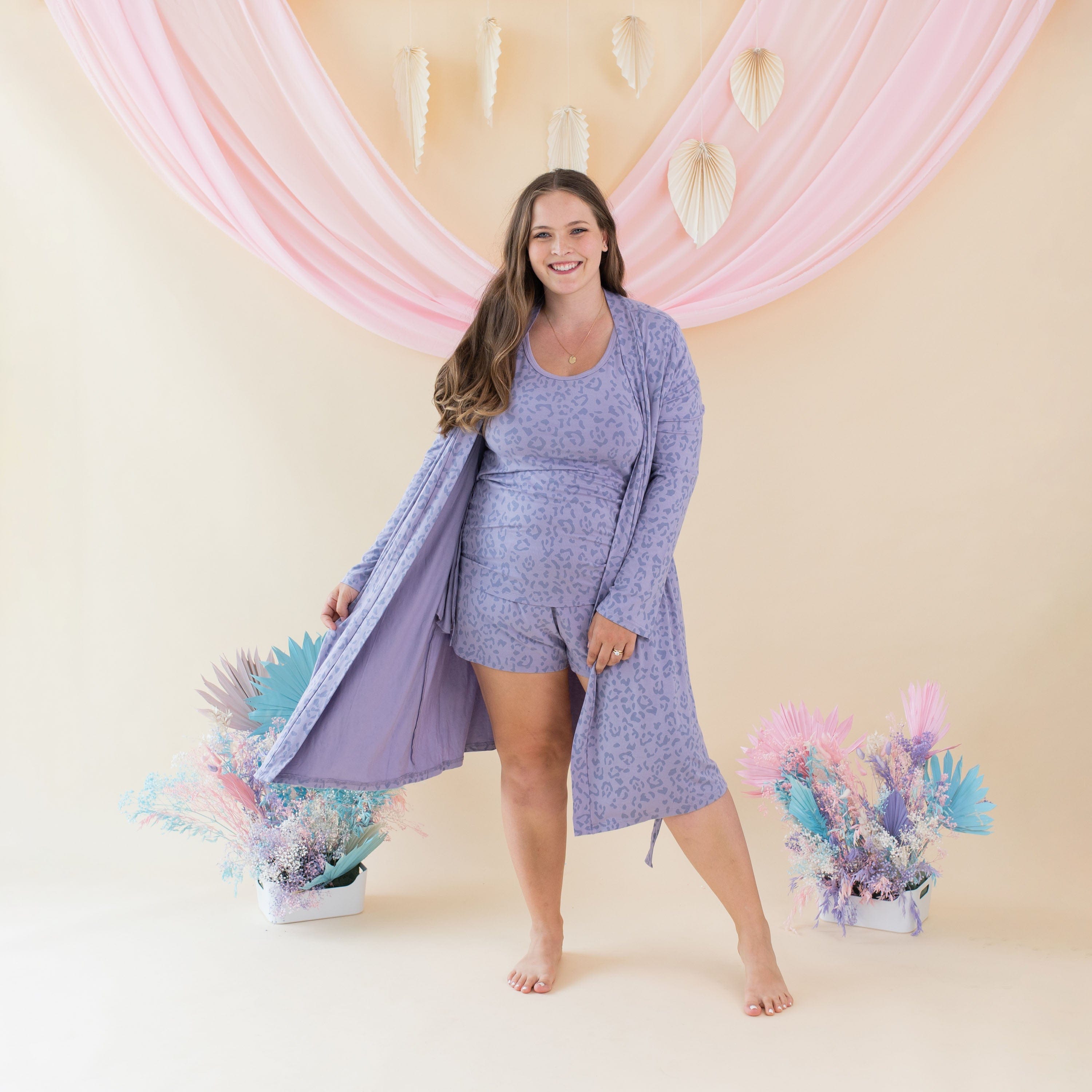 Kyte Baby Women's Lounge Robe Women’s Lounge Robe in Taro Leopard