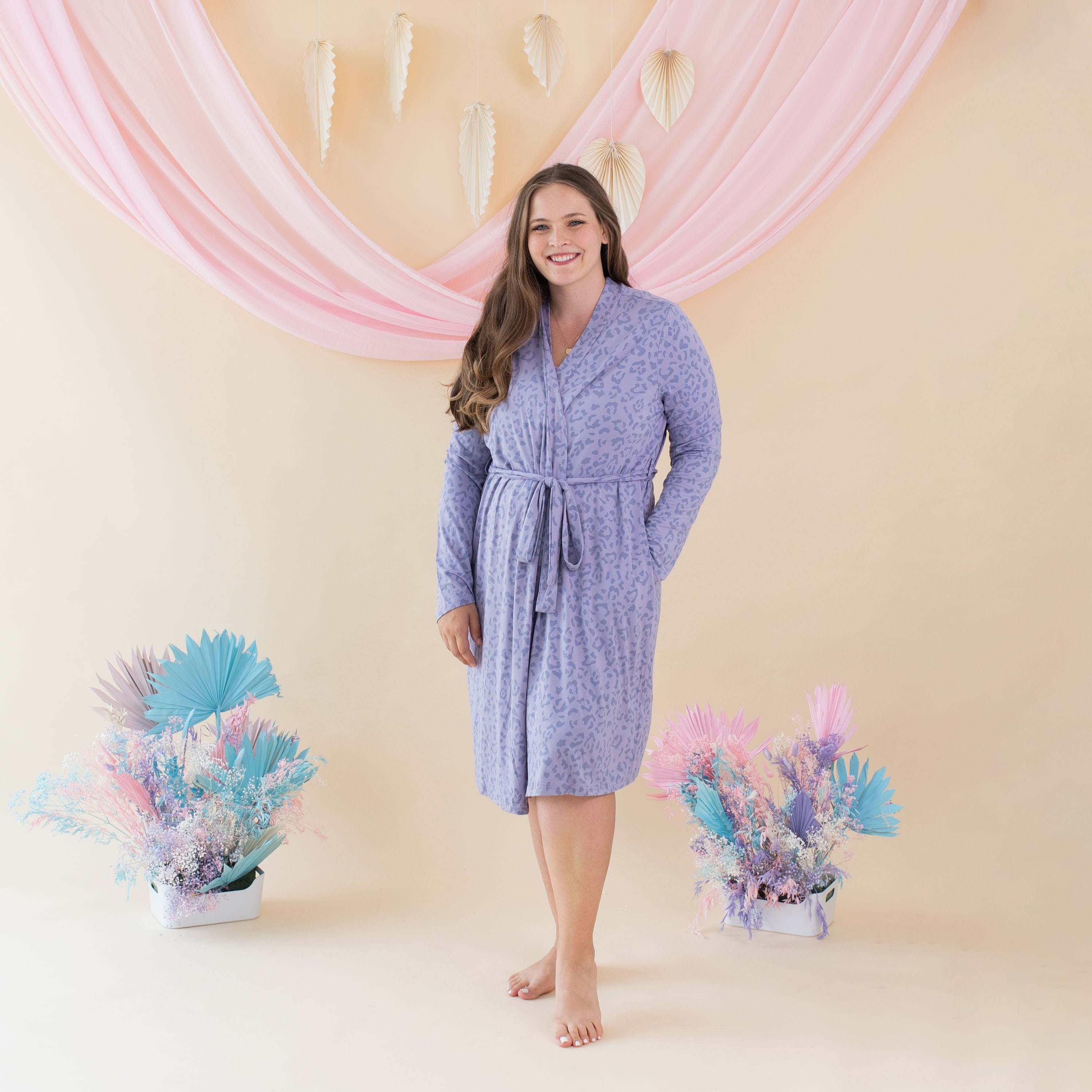 Kyte Baby Women's Lounge Robe Women’s Lounge Robe in Taro Leopard