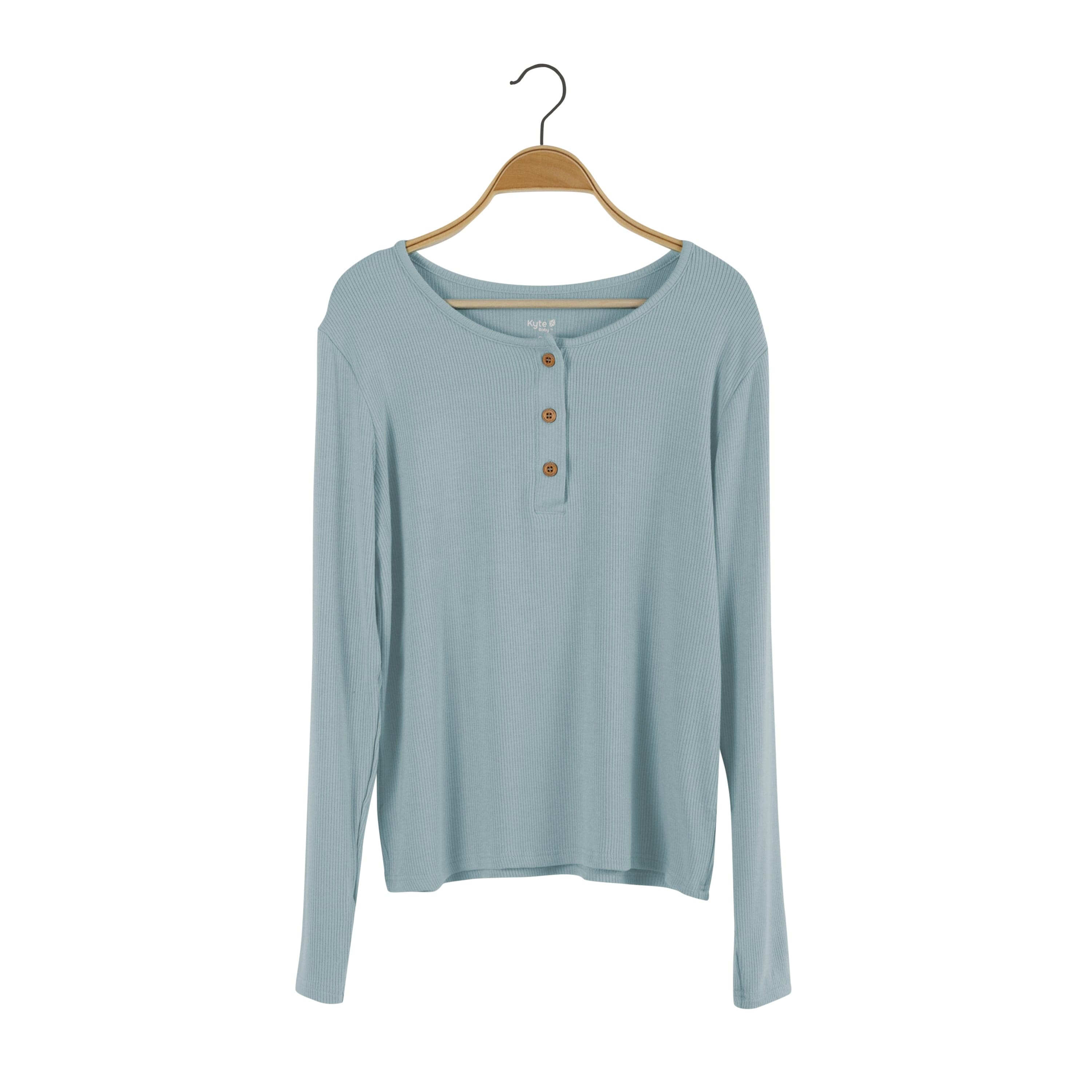 Kyte Baby Women's Ribbed Henley Top Women's Ribbed Henley Top in Glacier