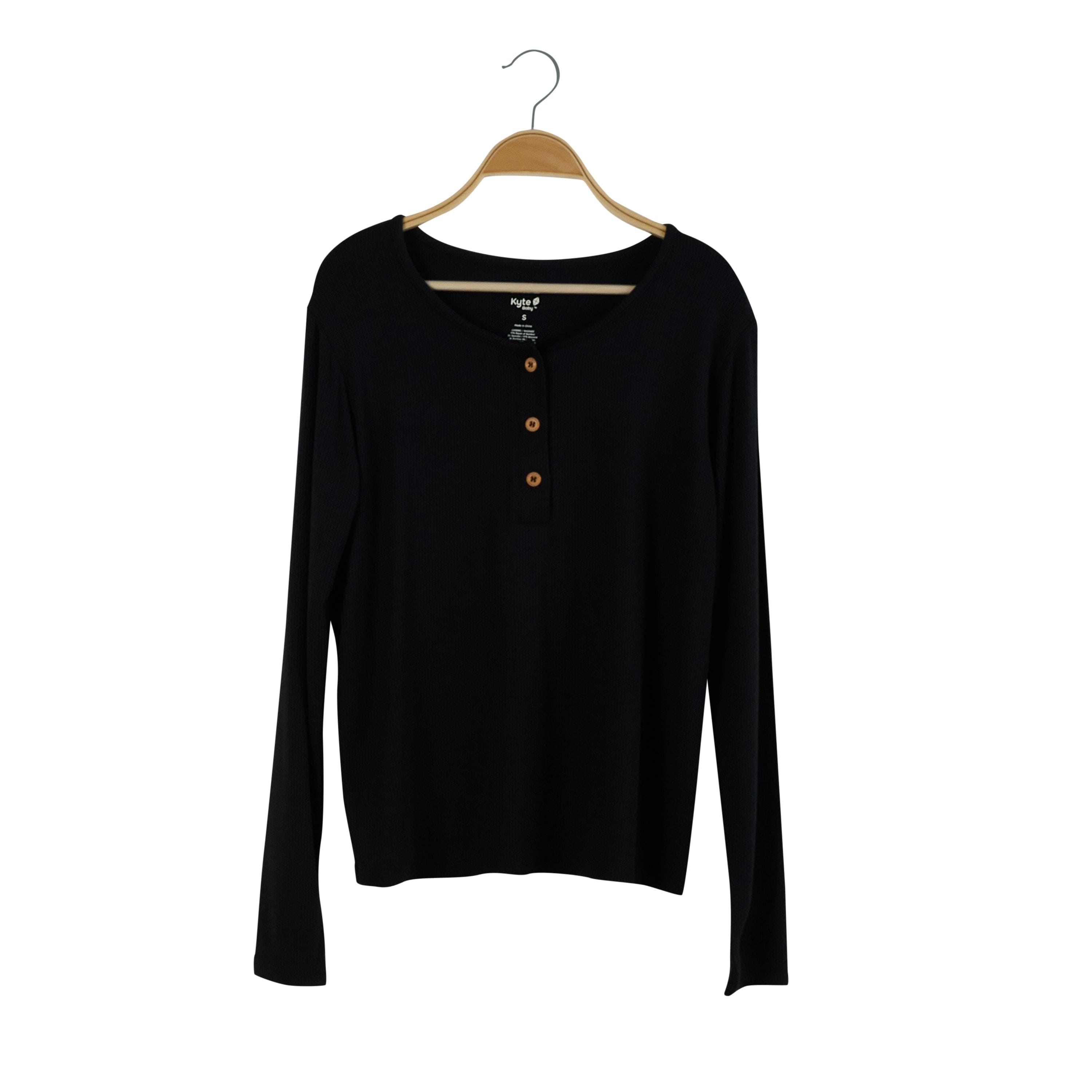 Women's Ribbed Henley Top in Midnight