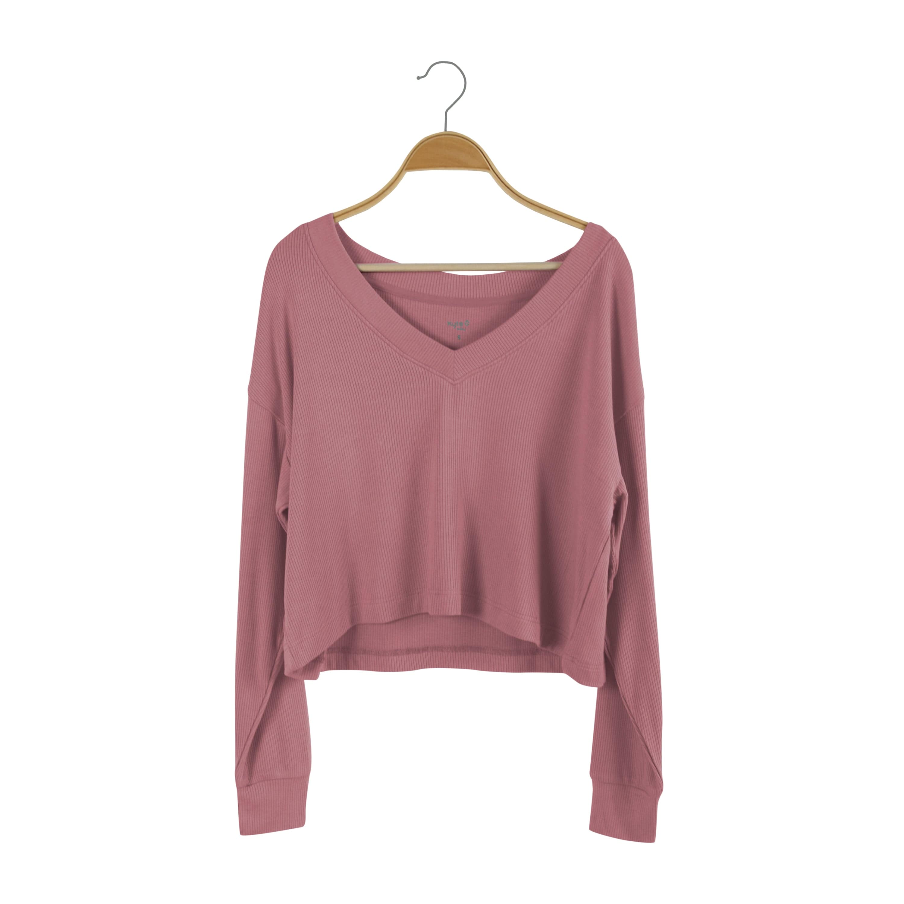 Kyte Baby Women's Ribbed Long Sleeve Crop Top Women's Ribbed Long Sleeve Crop Top in Dusty Rose