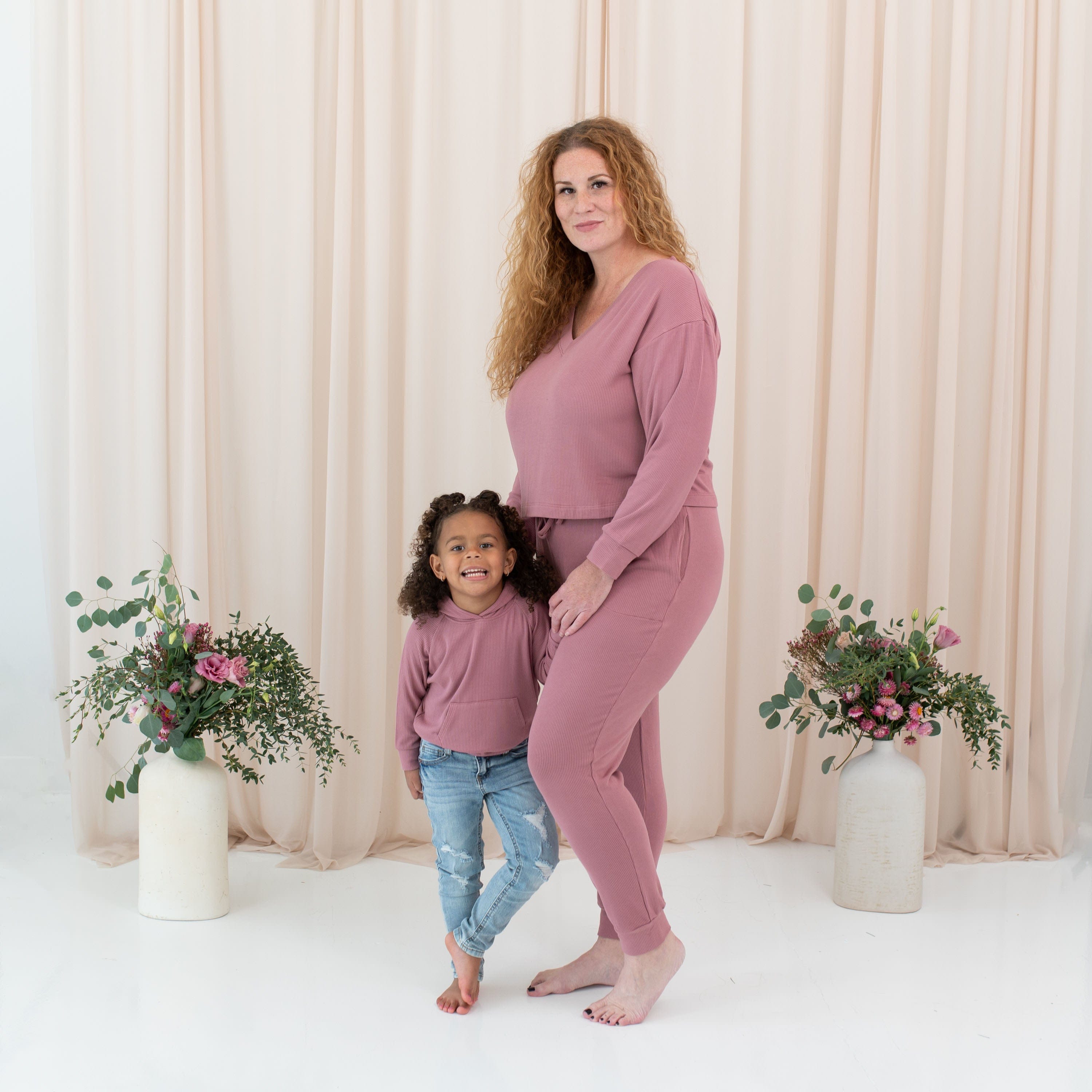 Kyte Baby Women's Ribbed Long Sleeve Crop Top Women's Ribbed Long Sleeve Crop Top in Dusty Rose