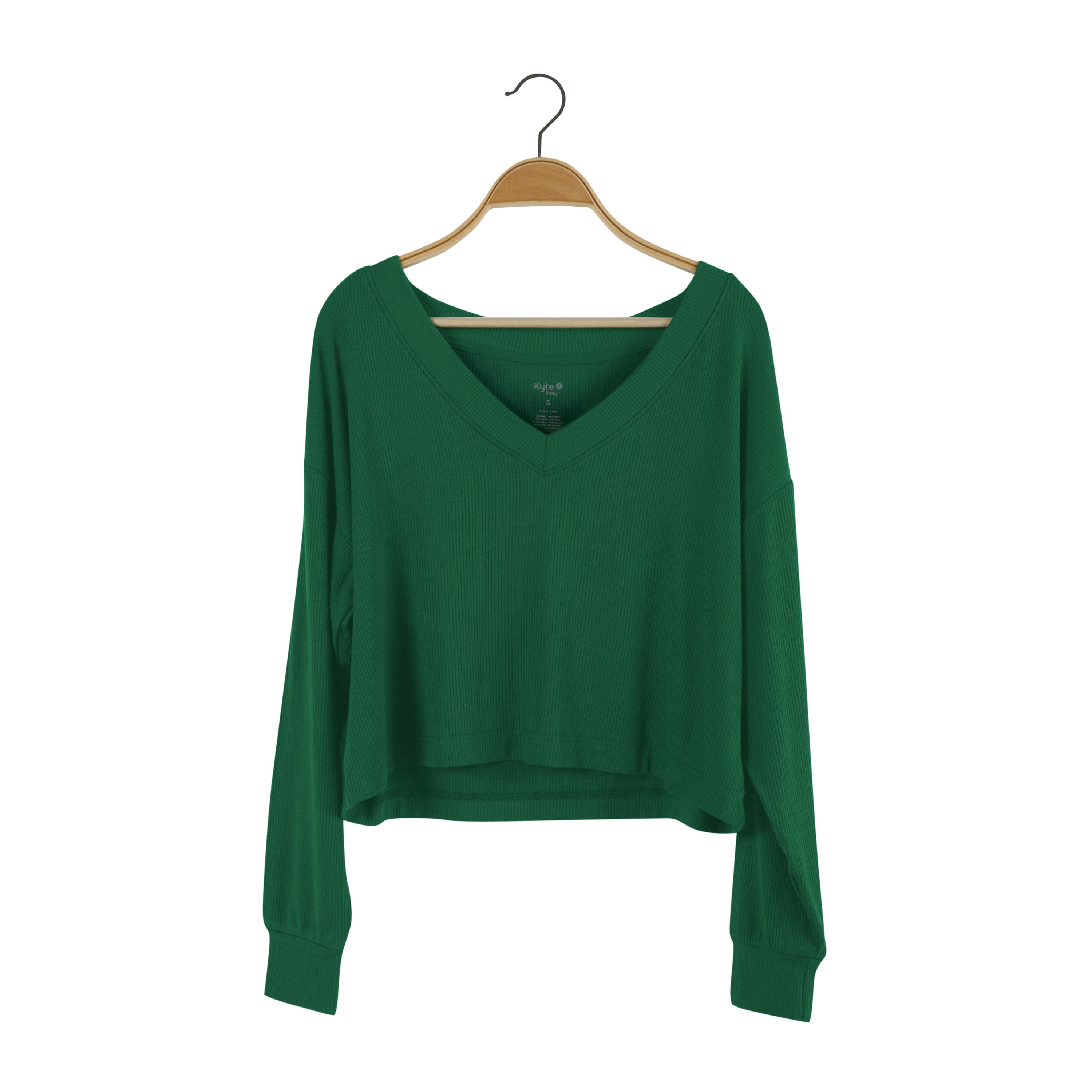 Kyte Baby Women's Ribbed Long Sleeve Crop Top Women's Ribbed Long Sleeve Crop Top in Forest