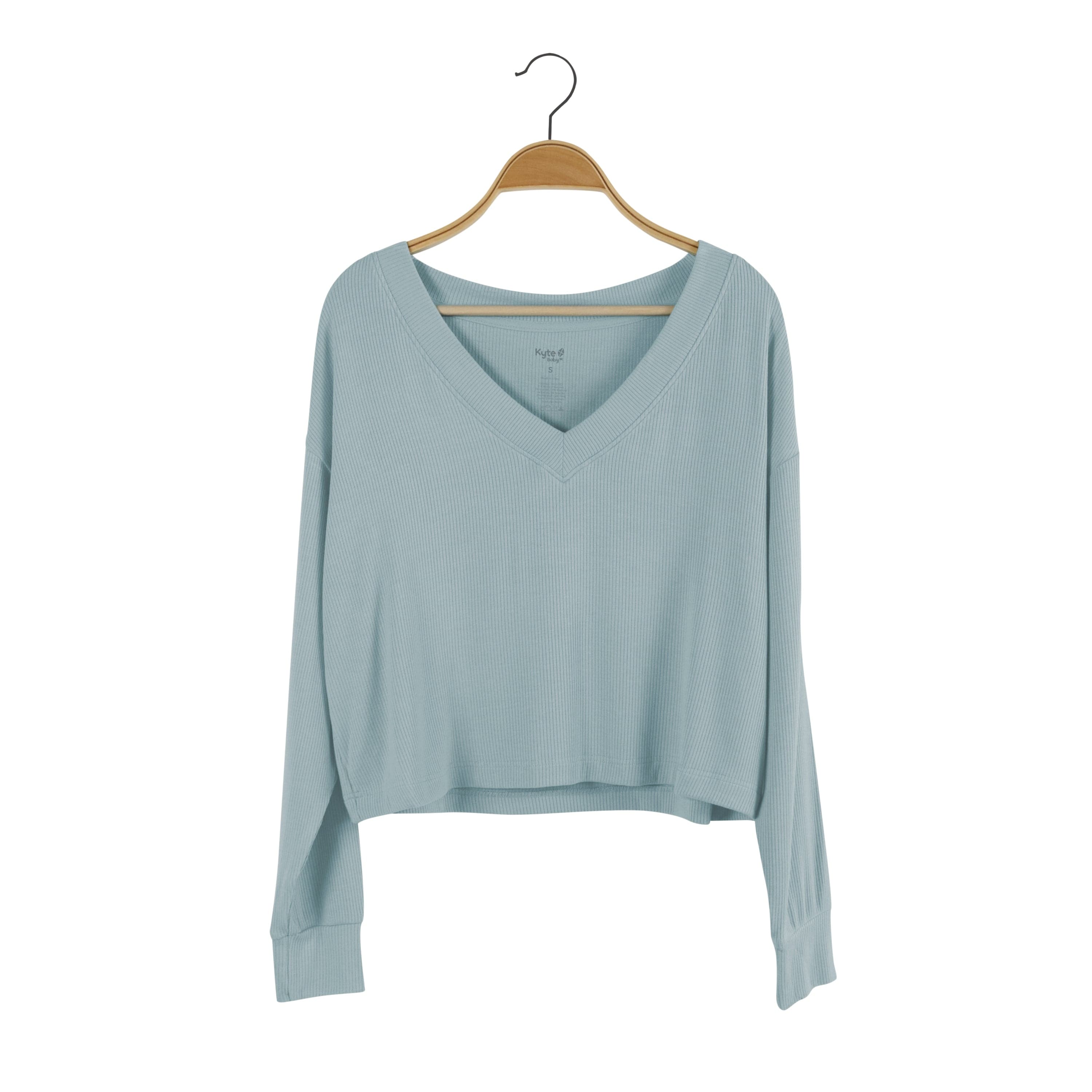 Kyte Baby Women's Ribbed Long Sleeve Crop Top Women's Ribbed Long Sleeve Crop Top in Glacier