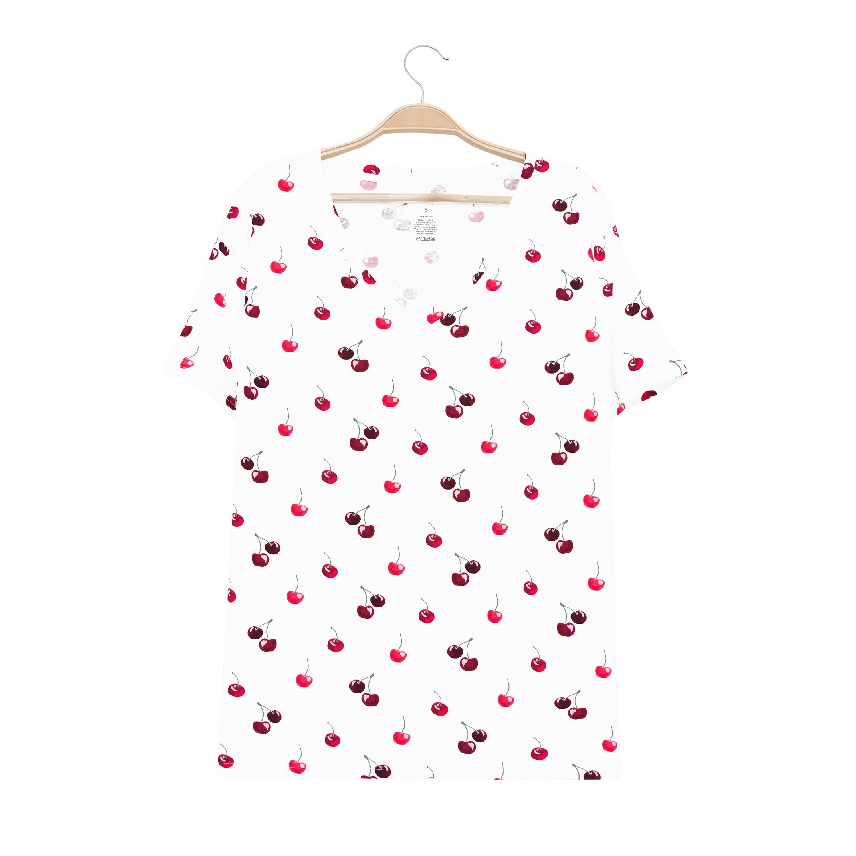 Kyte Baby Women's V-Neck Women’s Relaxed Fit V-Neck in Cherry