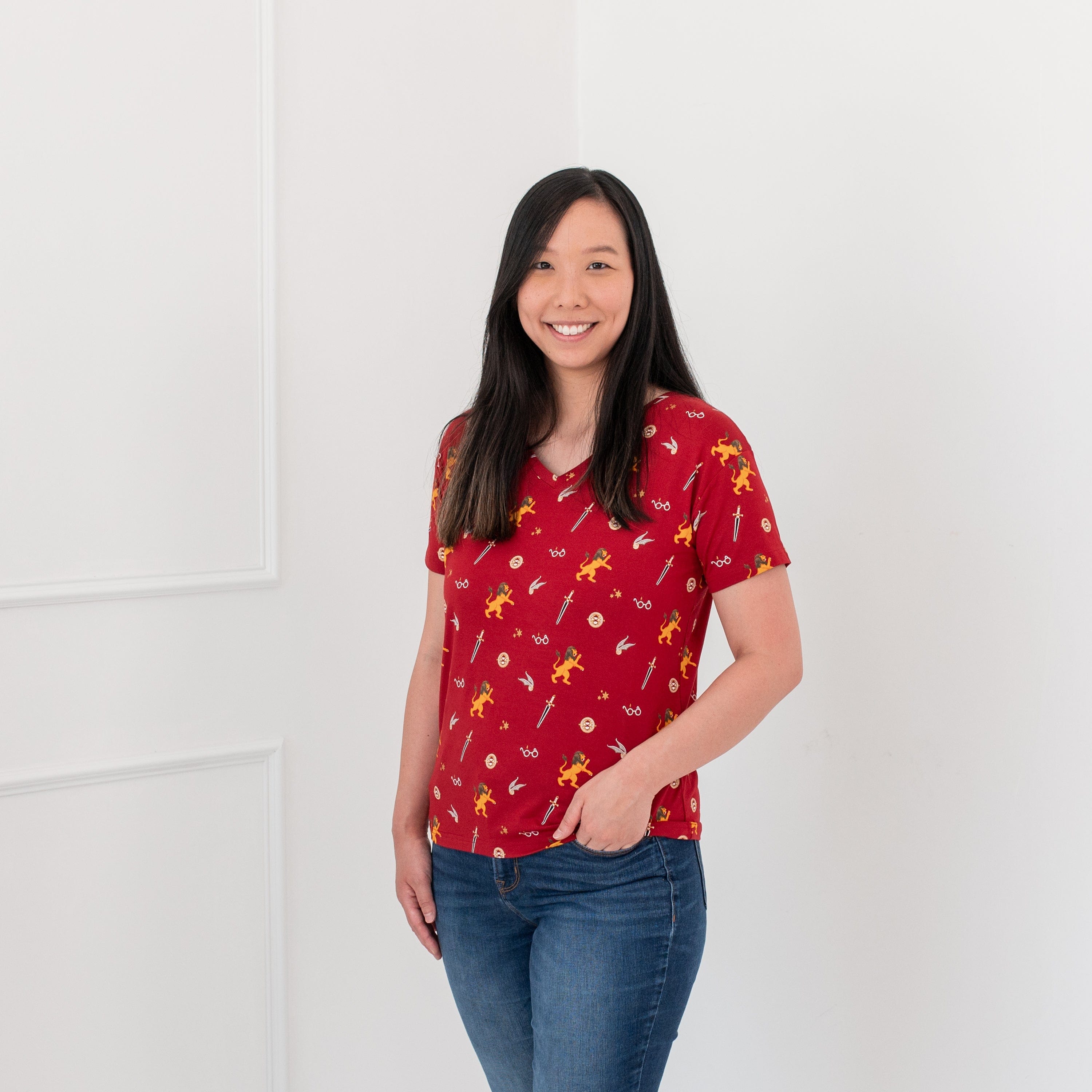 Kyte BABY Women's V-Neck Women’s Relaxed Fit V-Neck in Gryffindor™
