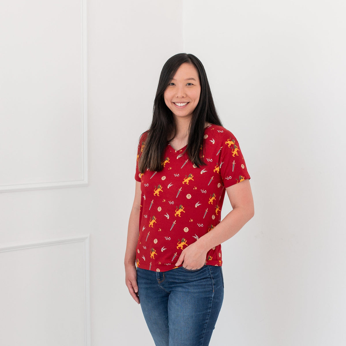 Kyte BABY Women's V-Neck Women’s Relaxed Fit V-Neck in Gryffindor™